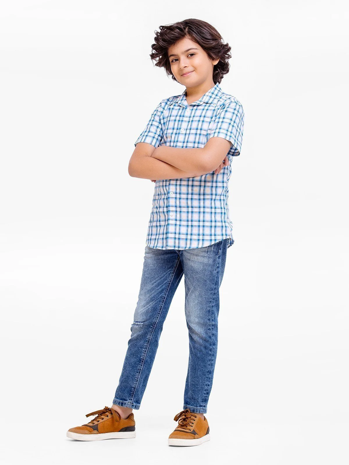 Half Sleeves Check Shirt - EBTS23-27482 - Image 2