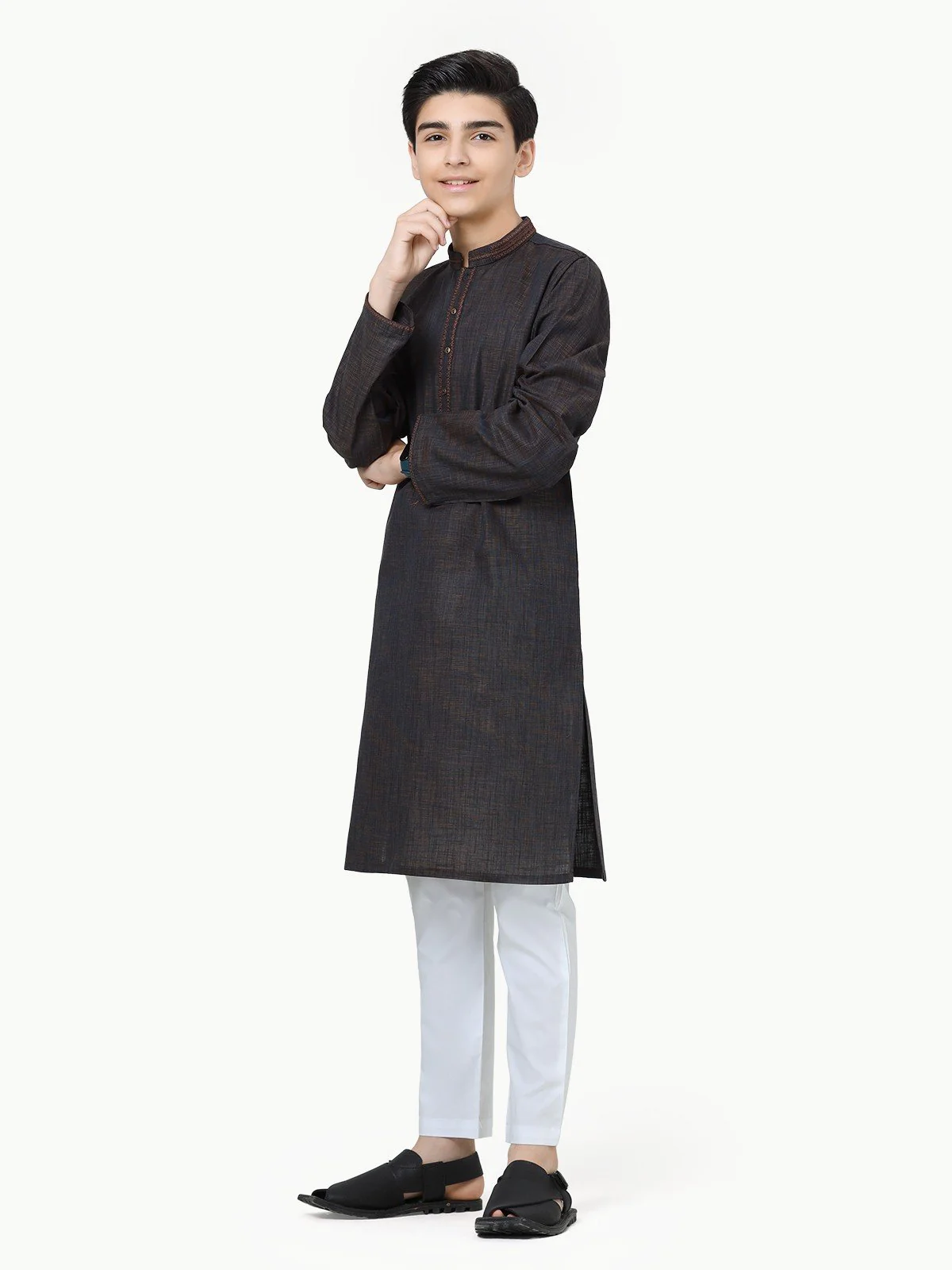 Embroidered Cotton Kurta - EBTK23-3847 - Image 3