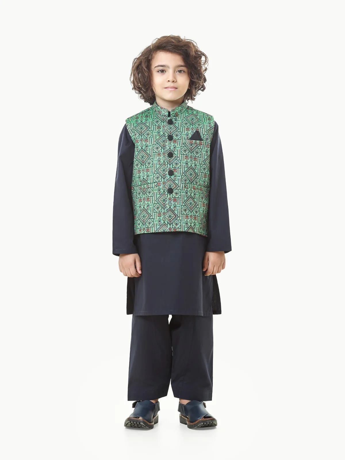 Embroidered Cotton Waistcoat Suit - EBTWCS22-25161