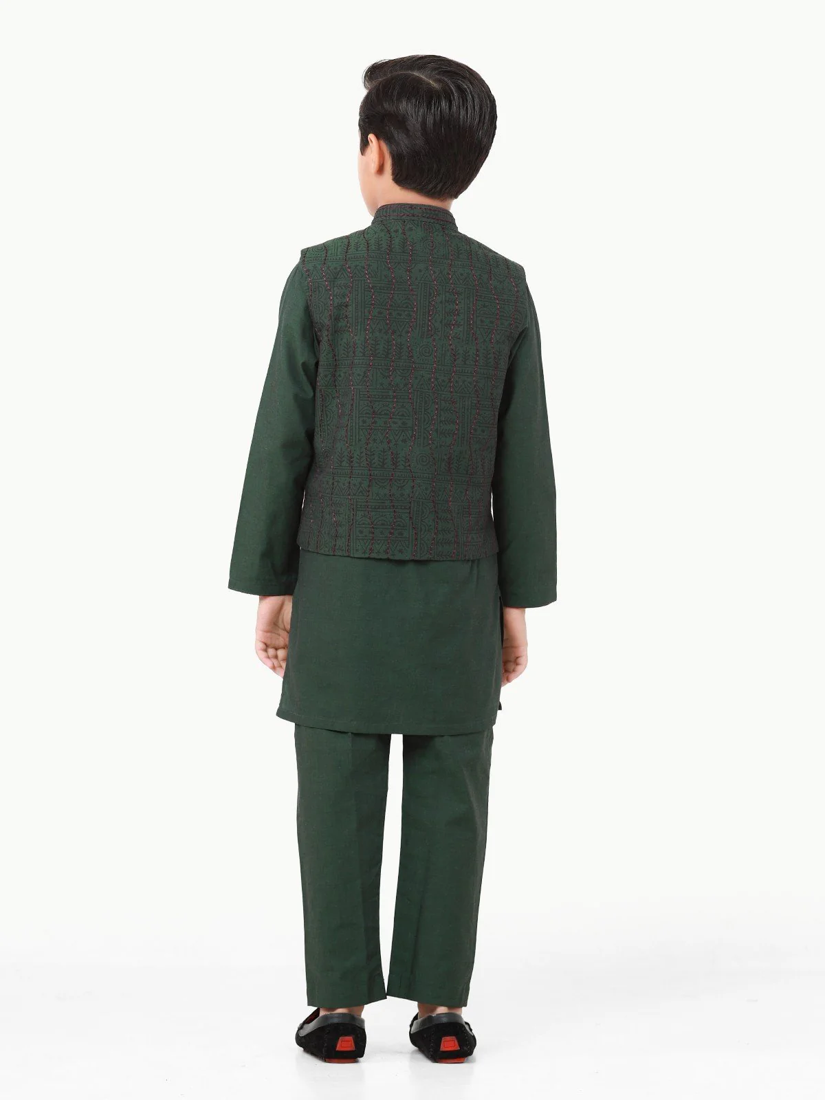 Embroidered Cotton Waistcoat Suit - EBTWCS22-25155 - Image 6