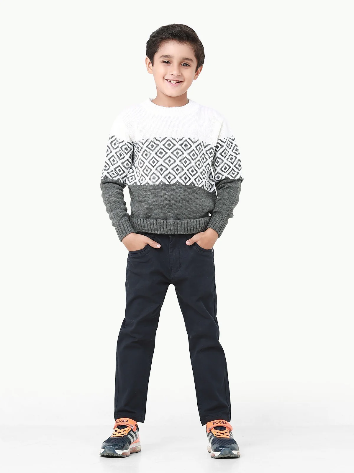 Crew Neck Fair Isle Sweater - EBTSWT22-004 - Image 2