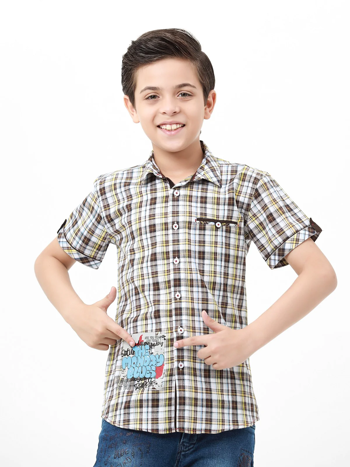 Half Sleeves Check Shirt - EBTS22-27452 - Image 2
