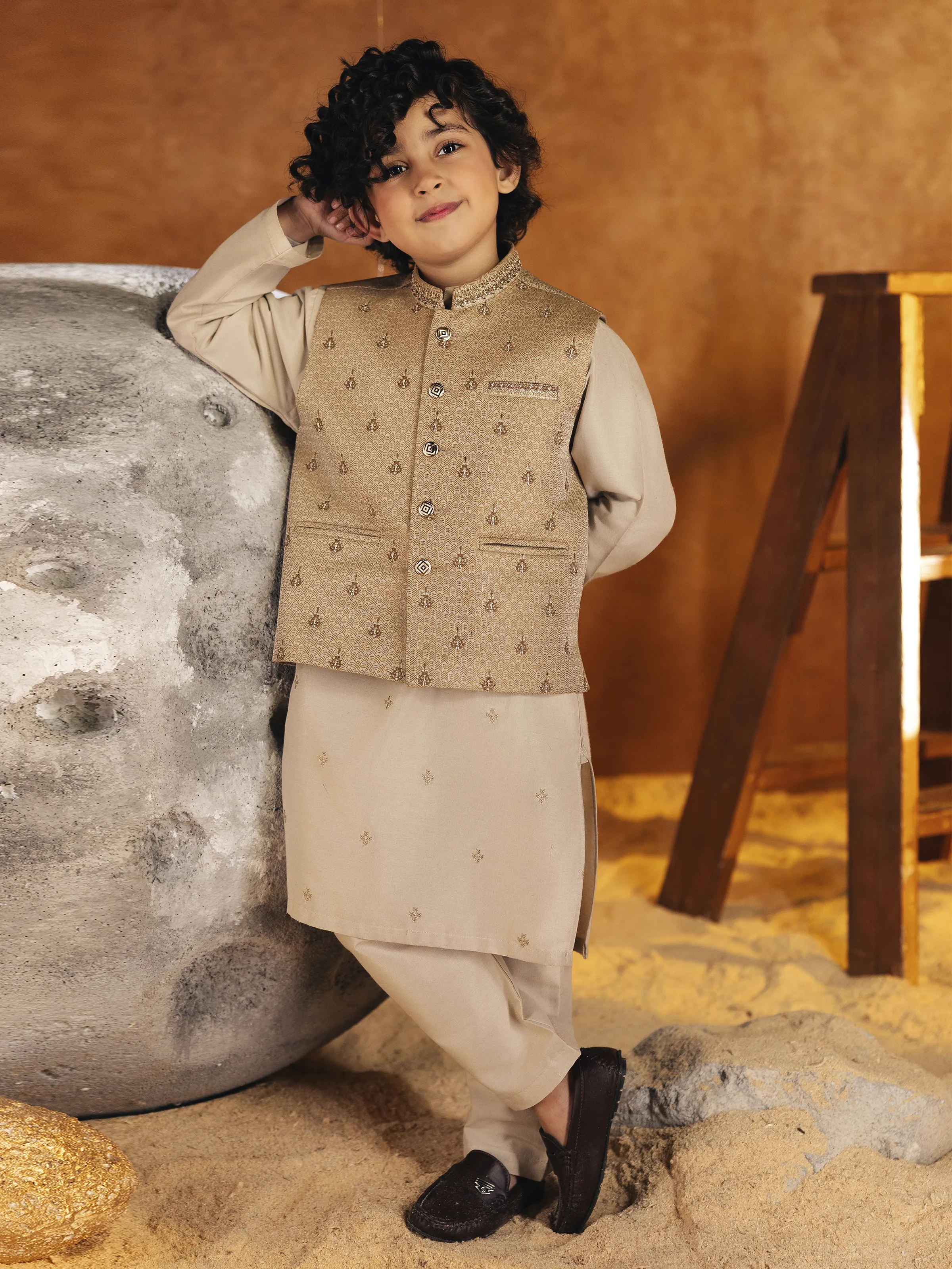 Embroidered Blended Waistcoat Suit - EBTWCSC5-049 - Image 5