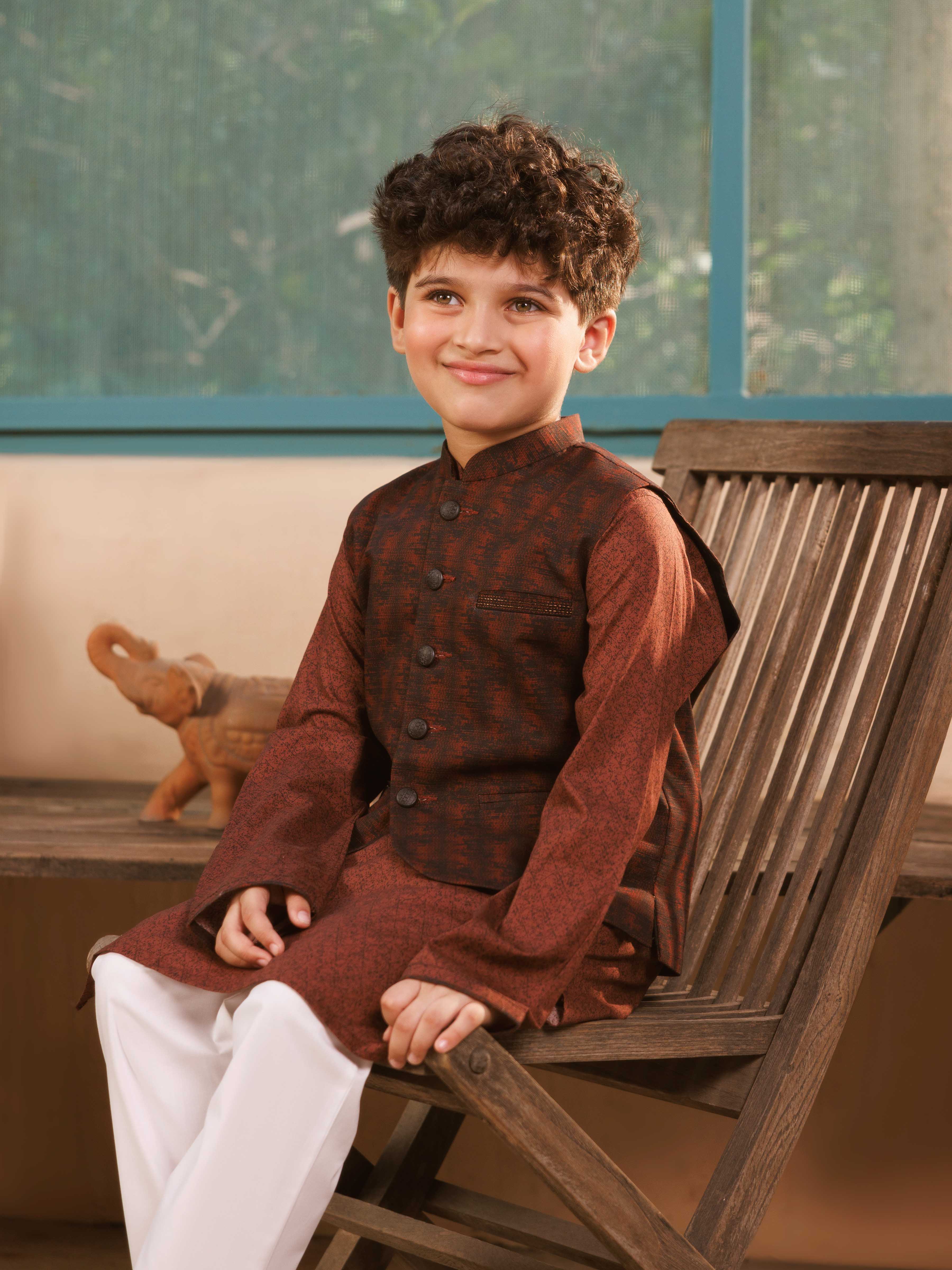 Embroidered Cambric Waistcoat Suit - EBTWCS5-25207
