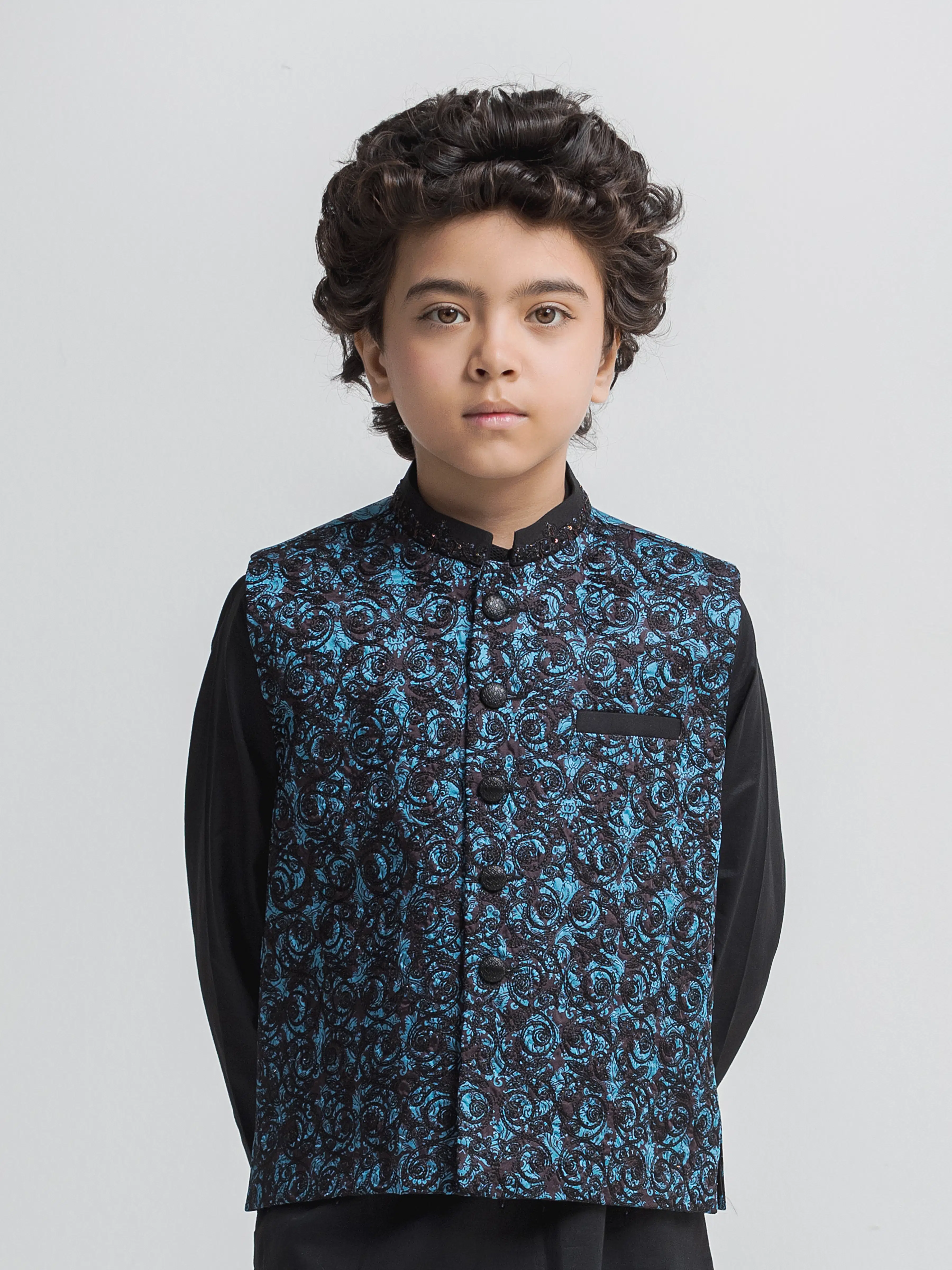 Embroidered Cotton Waistcoat Suit - EBTWCSC5-050 - Image 2