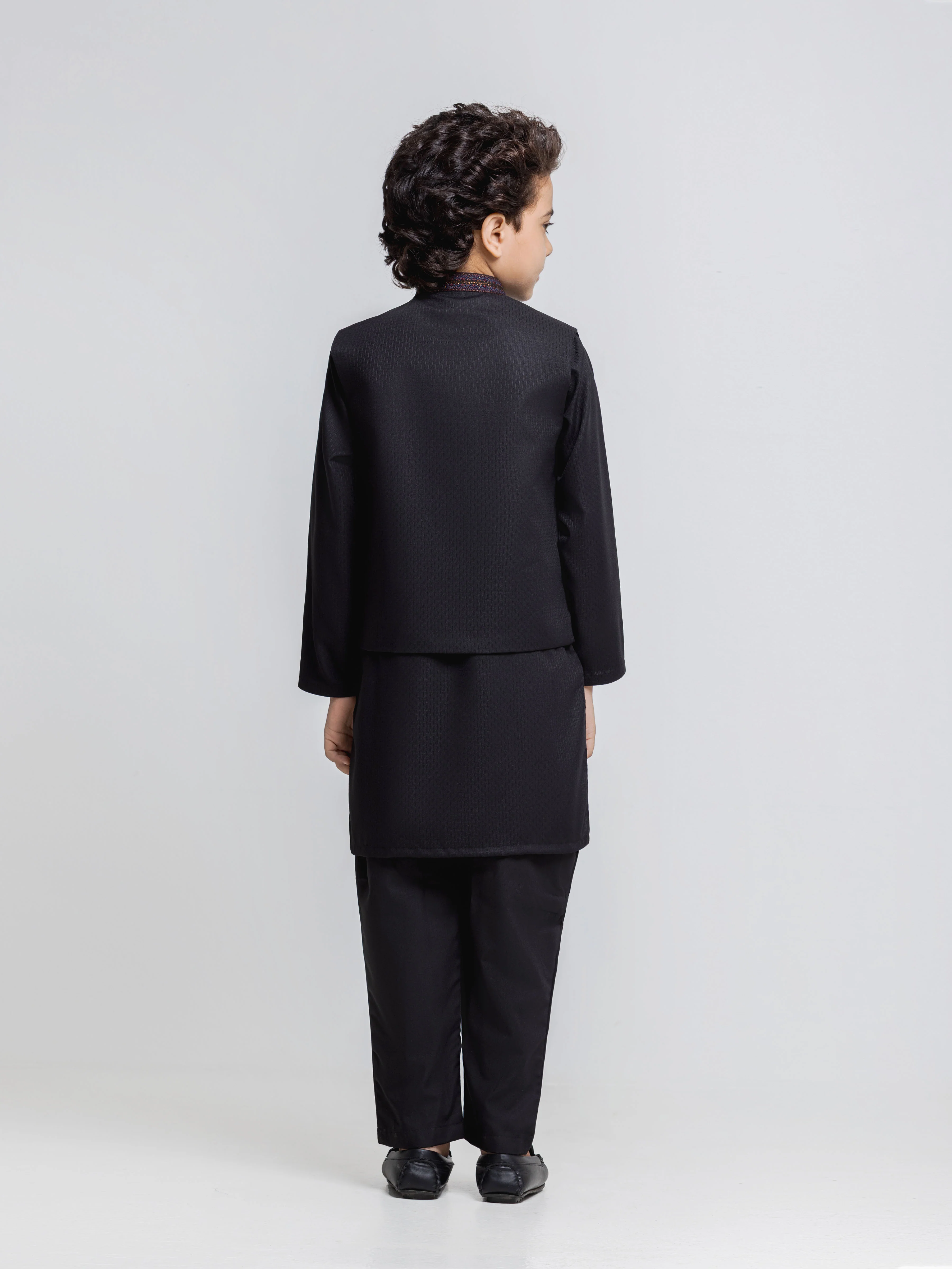Embroidered Dobby Waistcoat Suit - ECBTWCS6-109 - Image 5