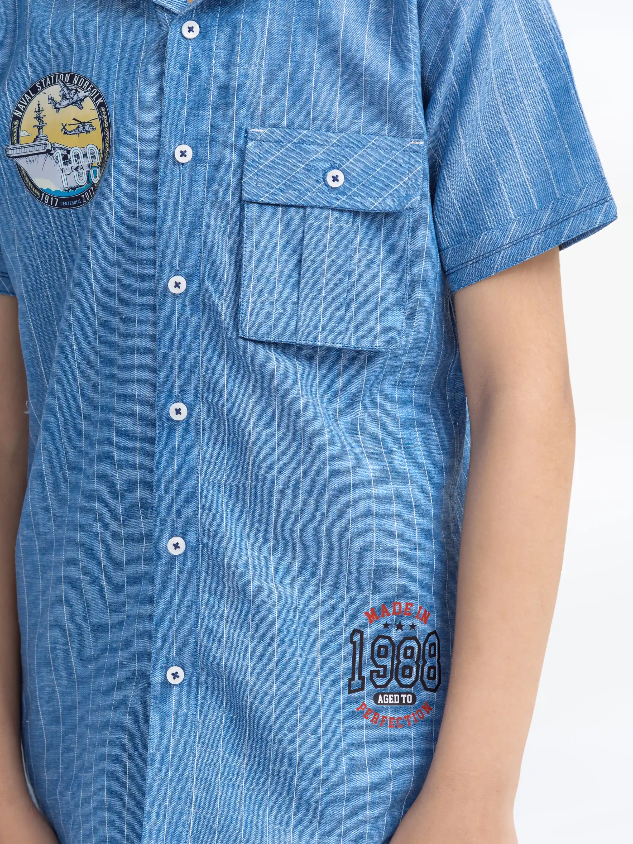 Half Sleeves Striped Shirt - EBTS5-27592 - Image 4