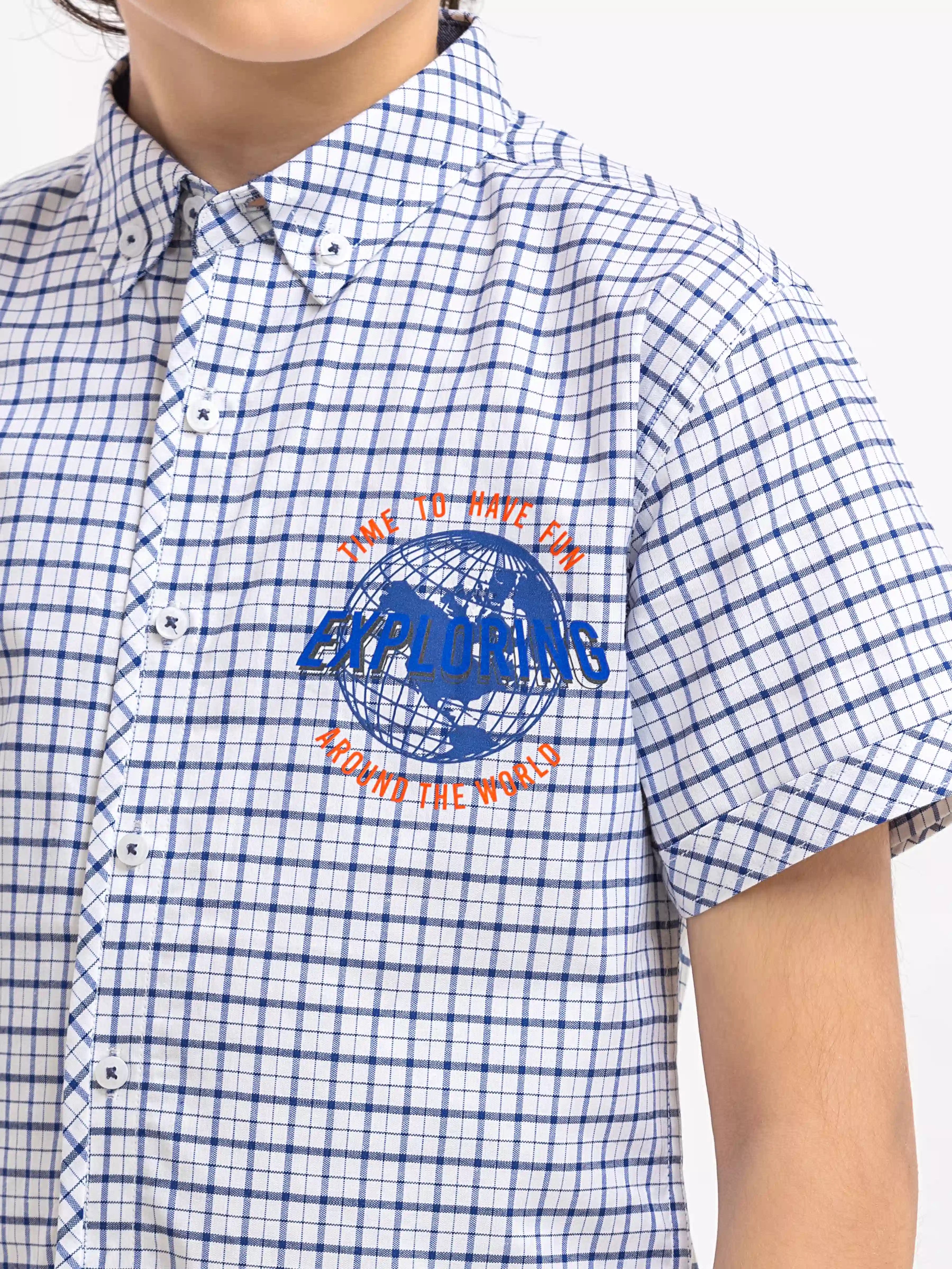 Half Sleeves Check Shirt - EBTSH6-27686 - Image 3