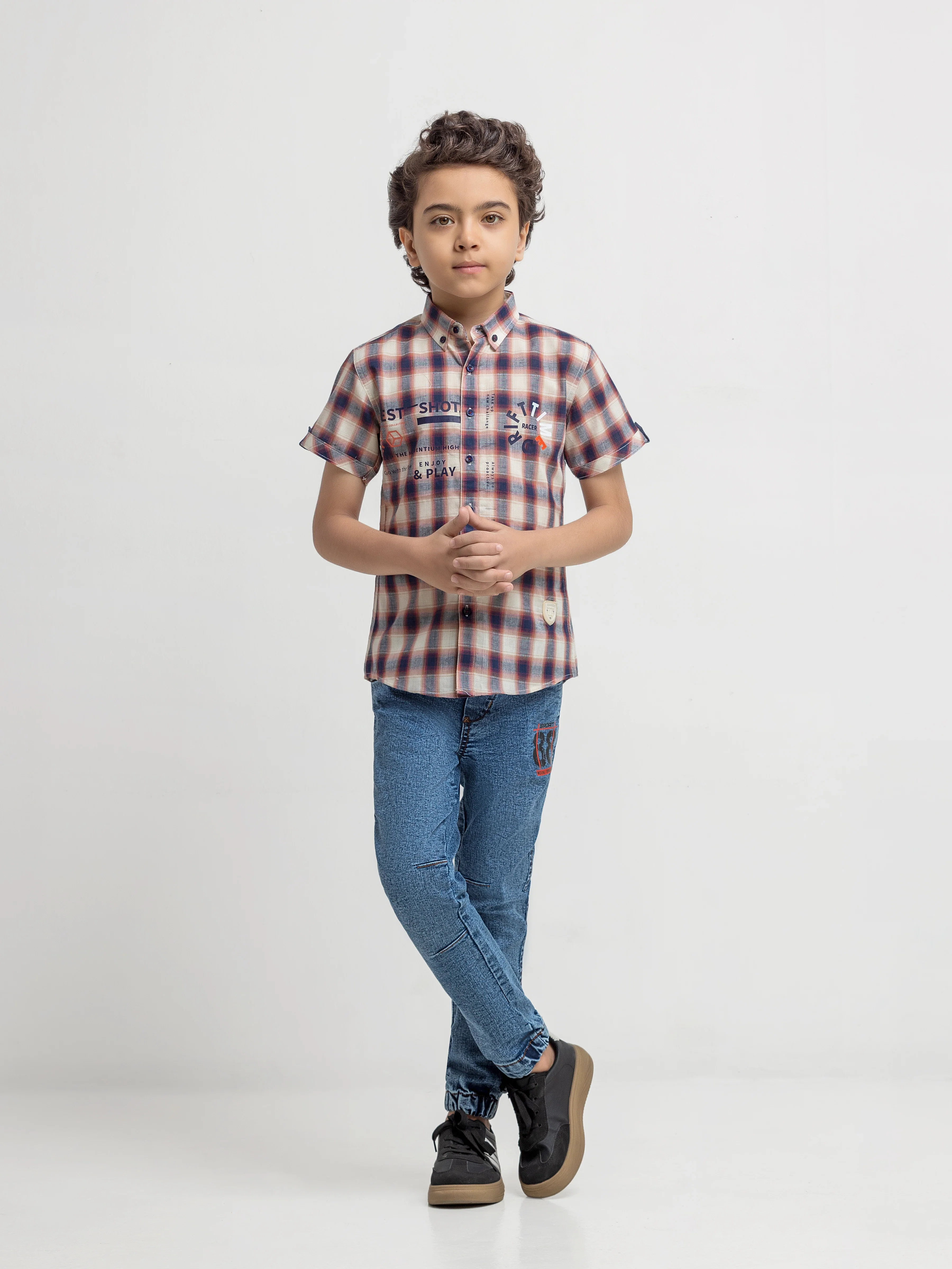 Half Sleeves Check Shirt - EBTSH6-27698 - Image 2