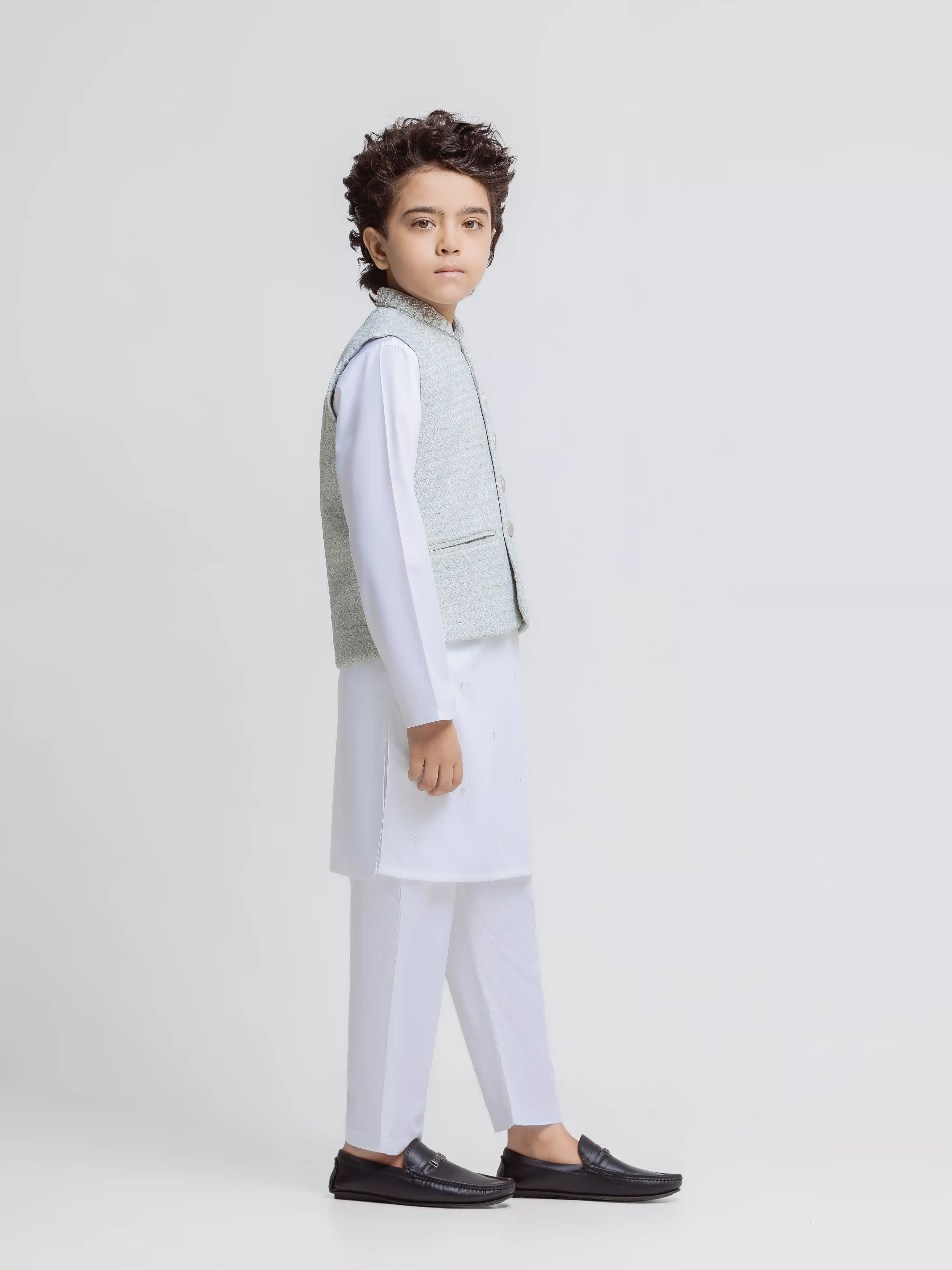 Embroidered Silk Waistcoat Suit - ECBTWCS5-080 - Image 4
