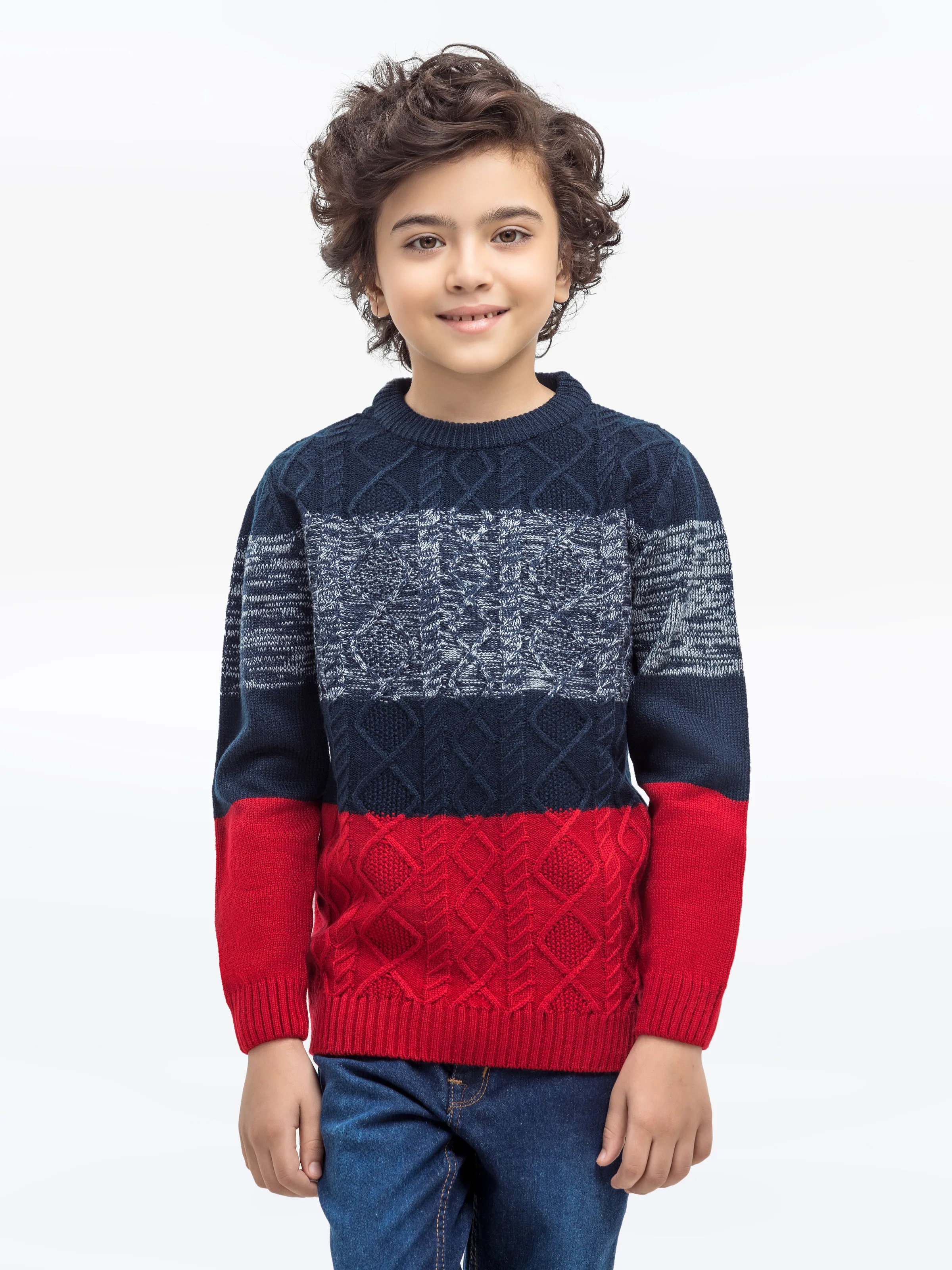 Crew Neck Cable Knit Sweater - EBTSWT24-009