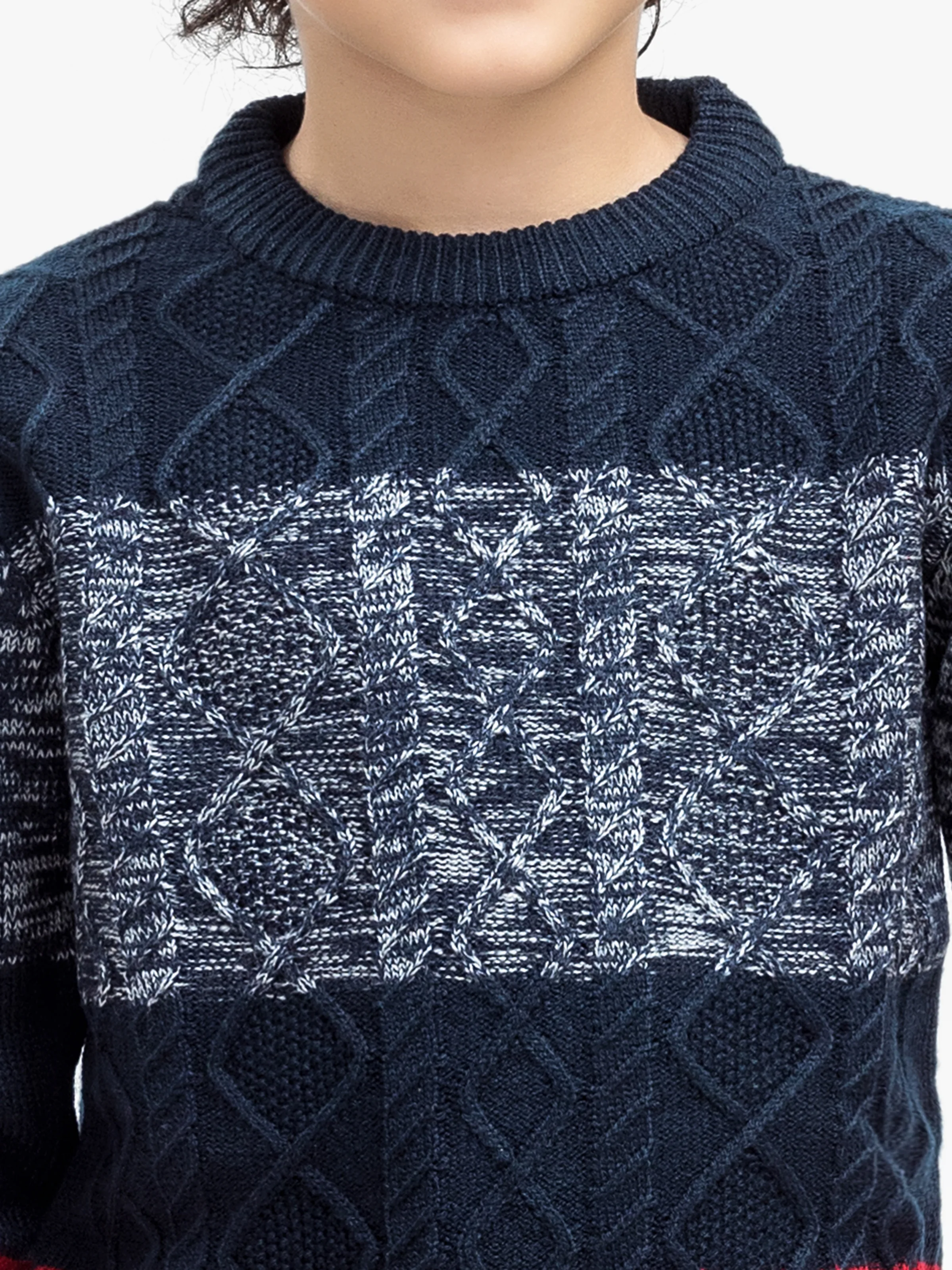Crew Neck Cable Knit Sweater - EBTSWT24-009 - Image 3
