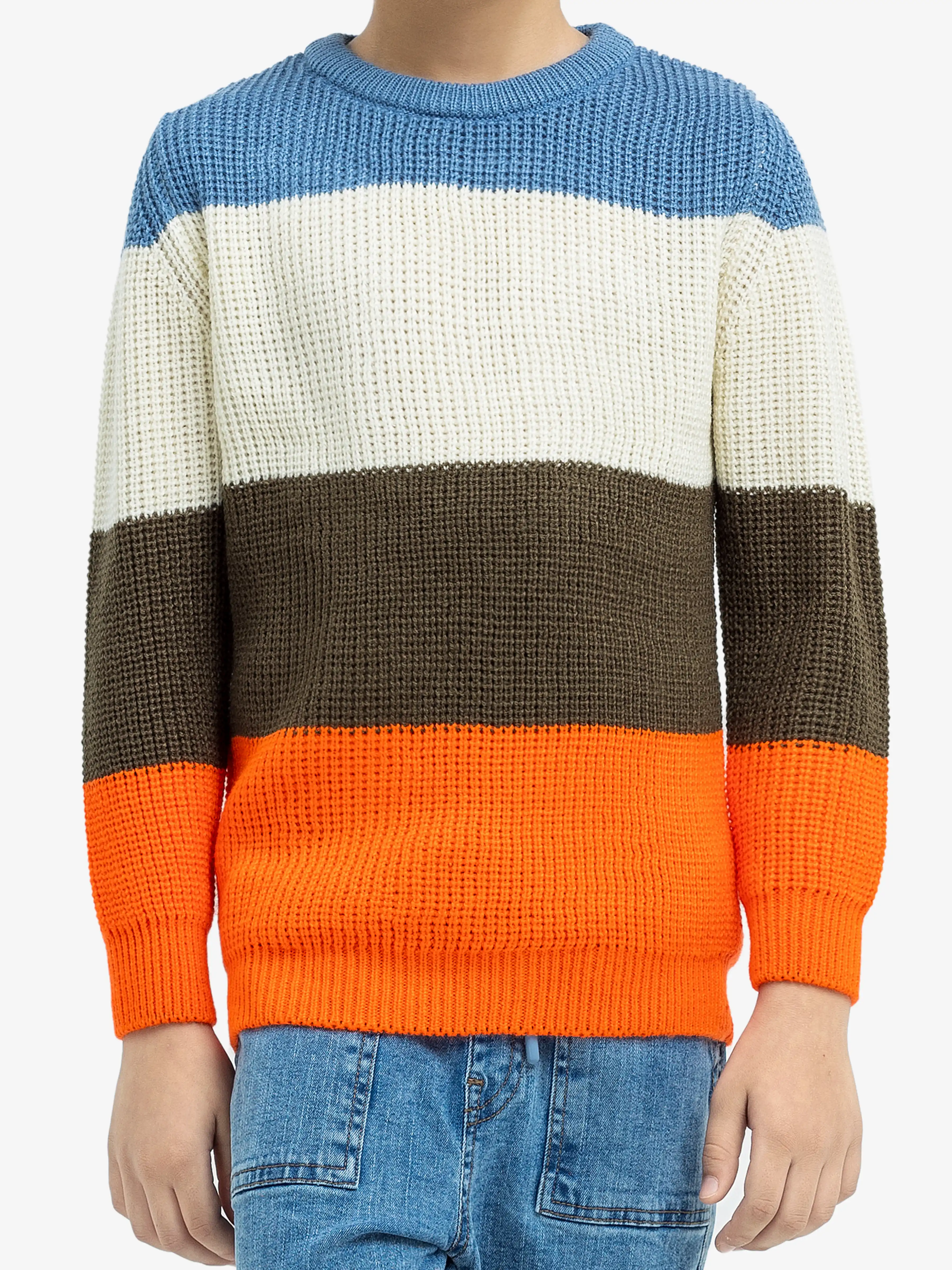 Crew Neck Color-Block Sweater - EBTSWT24-019 - Image 3