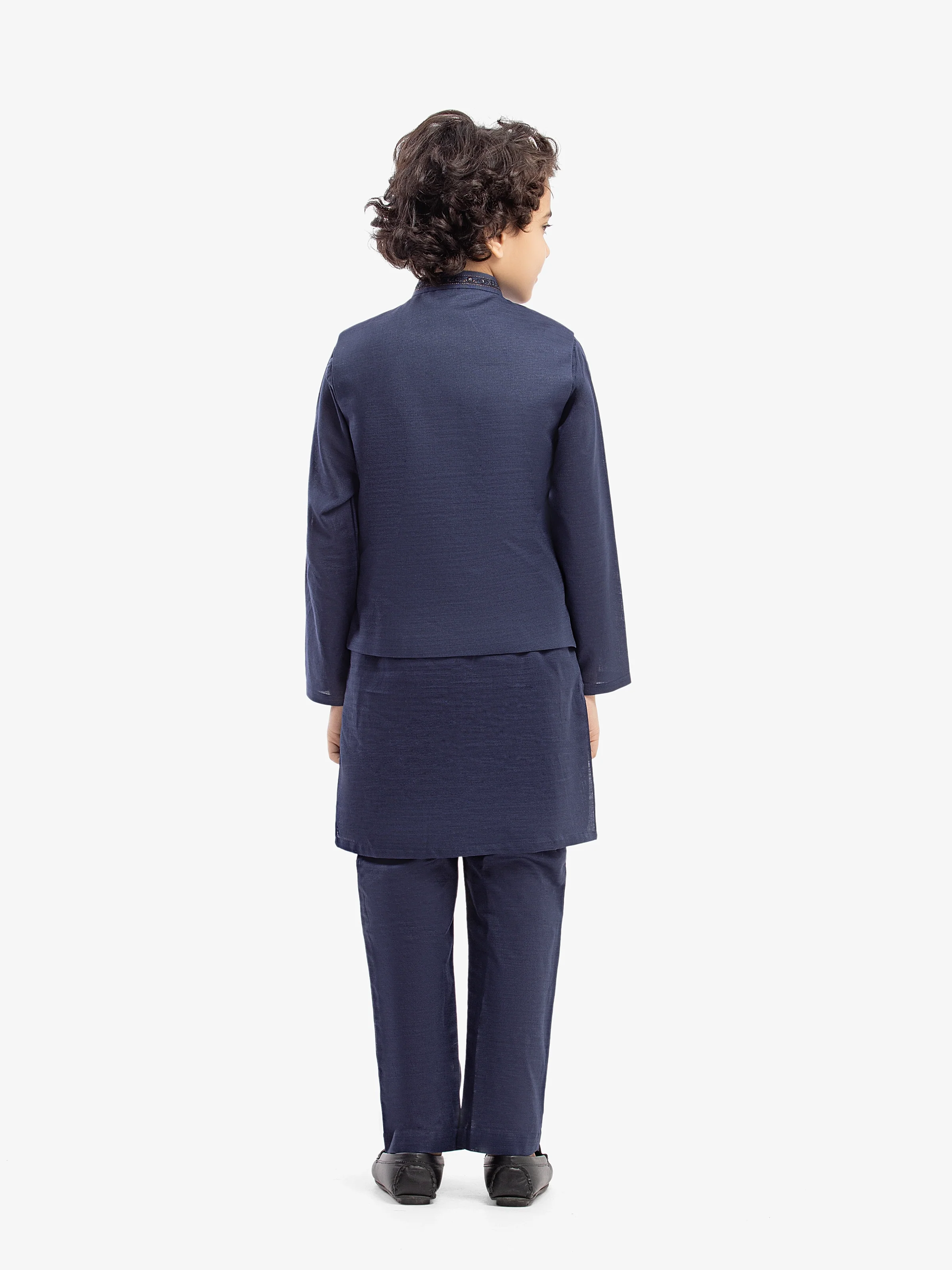Embroidered Cotton Waistcoat Suit - ECBTWCS5-085 - Image 5