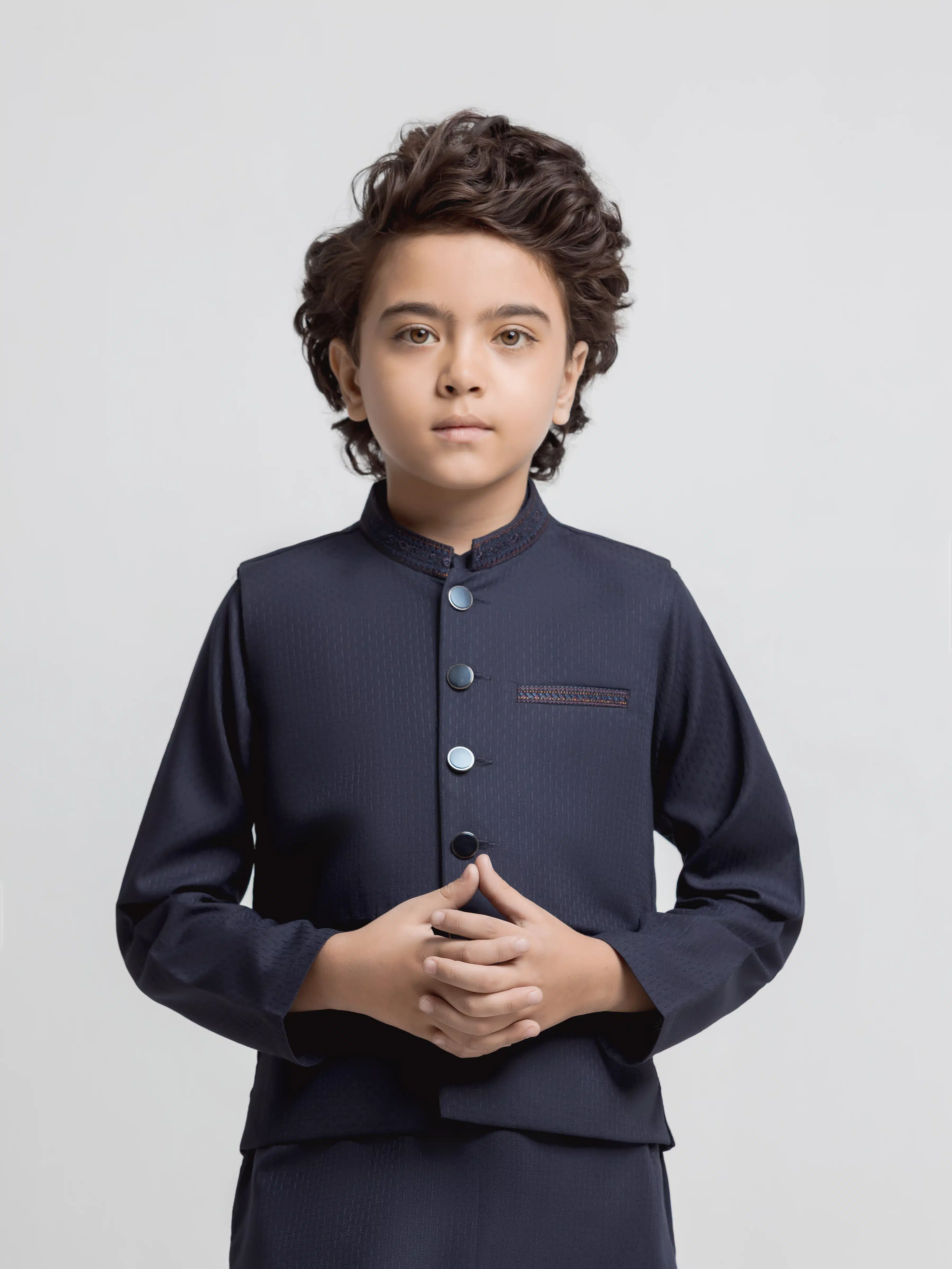 Embroidered Dobby Waistcoat Suit - ECBTWCS6-099 - Image 2