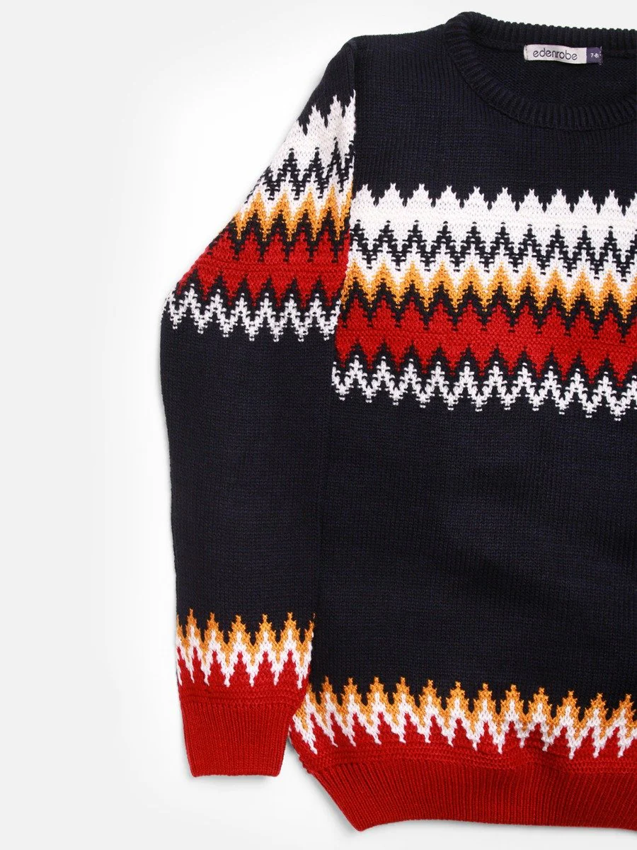 Crew Neck Fair Isle Sweater - EBTSWT20-009 - Image 2