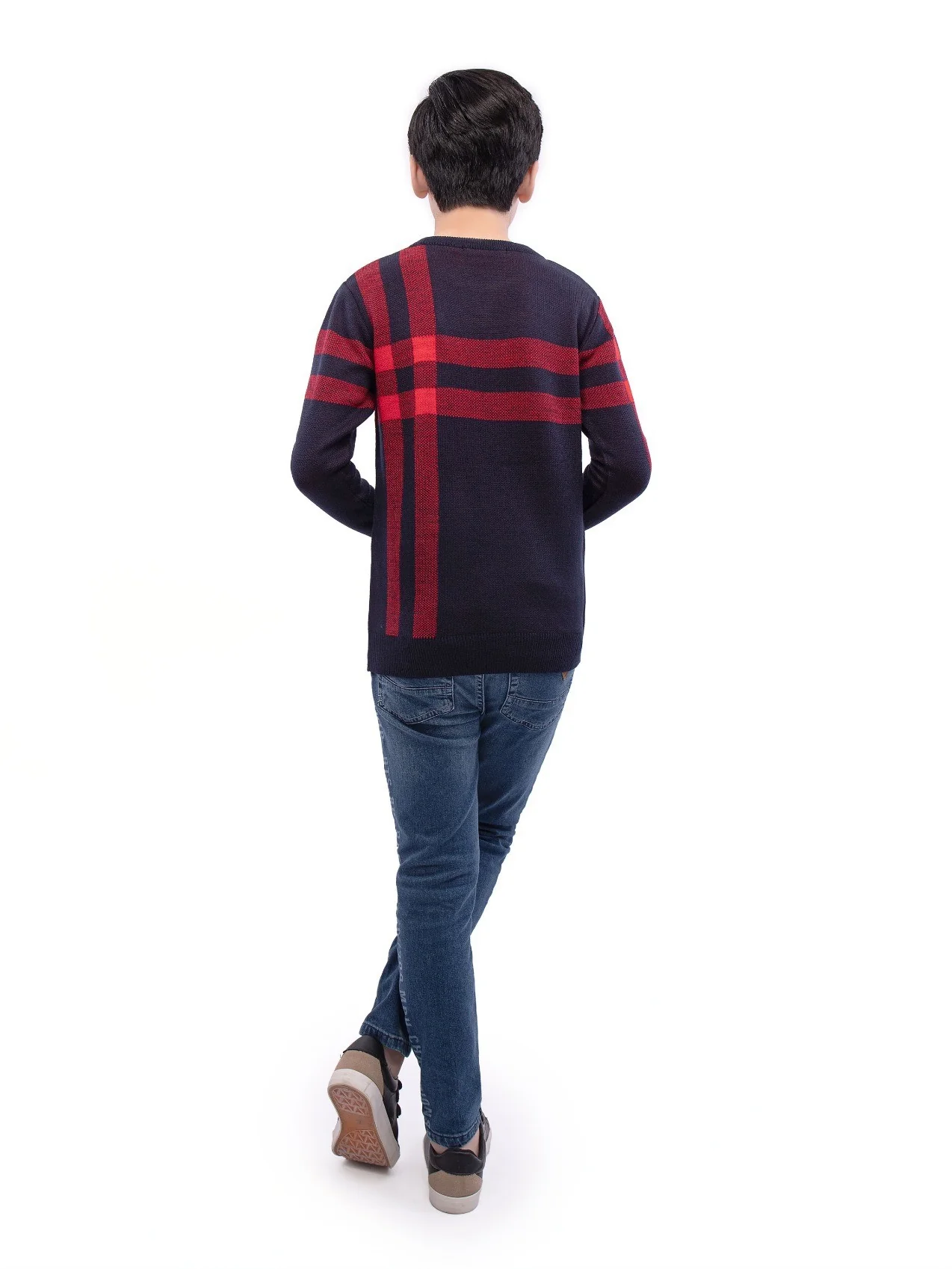 Crew Neck Check Sweater - EBTSWT21-004 - Image 3