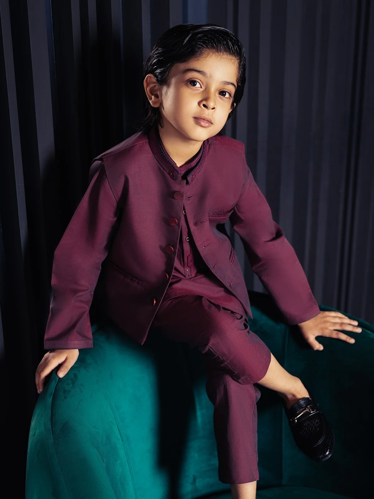 Embroidered Cotton Waistcoat Suit - EBTWCS21-25148 - Image 5