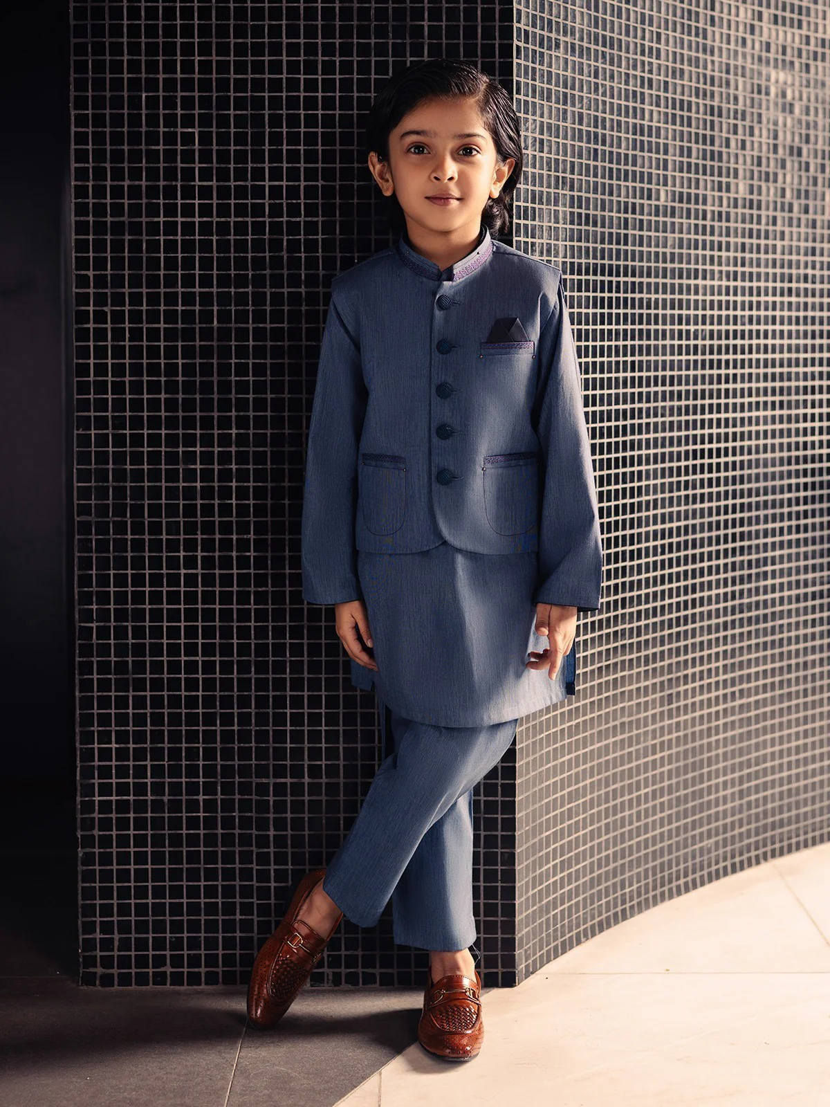 Embroidered Blended Waistcoat Suit - EBTWCS21-25149 - Image 4