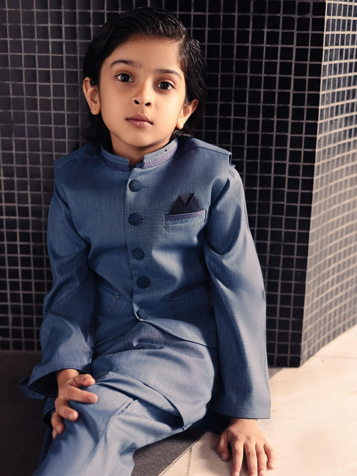 Embroidered Blended Waistcoat Suit - EBTWCS21-25149 - Image 5