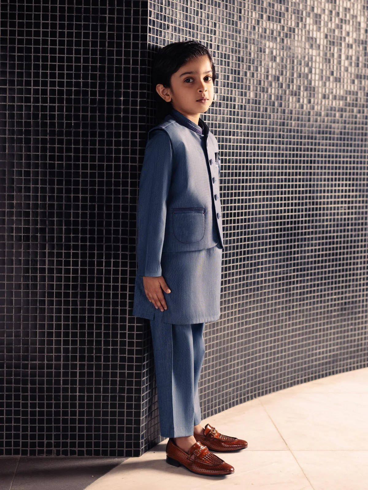 Embroidered Blended Waistcoat Suit - EBTWCS21-25149 - Image 6