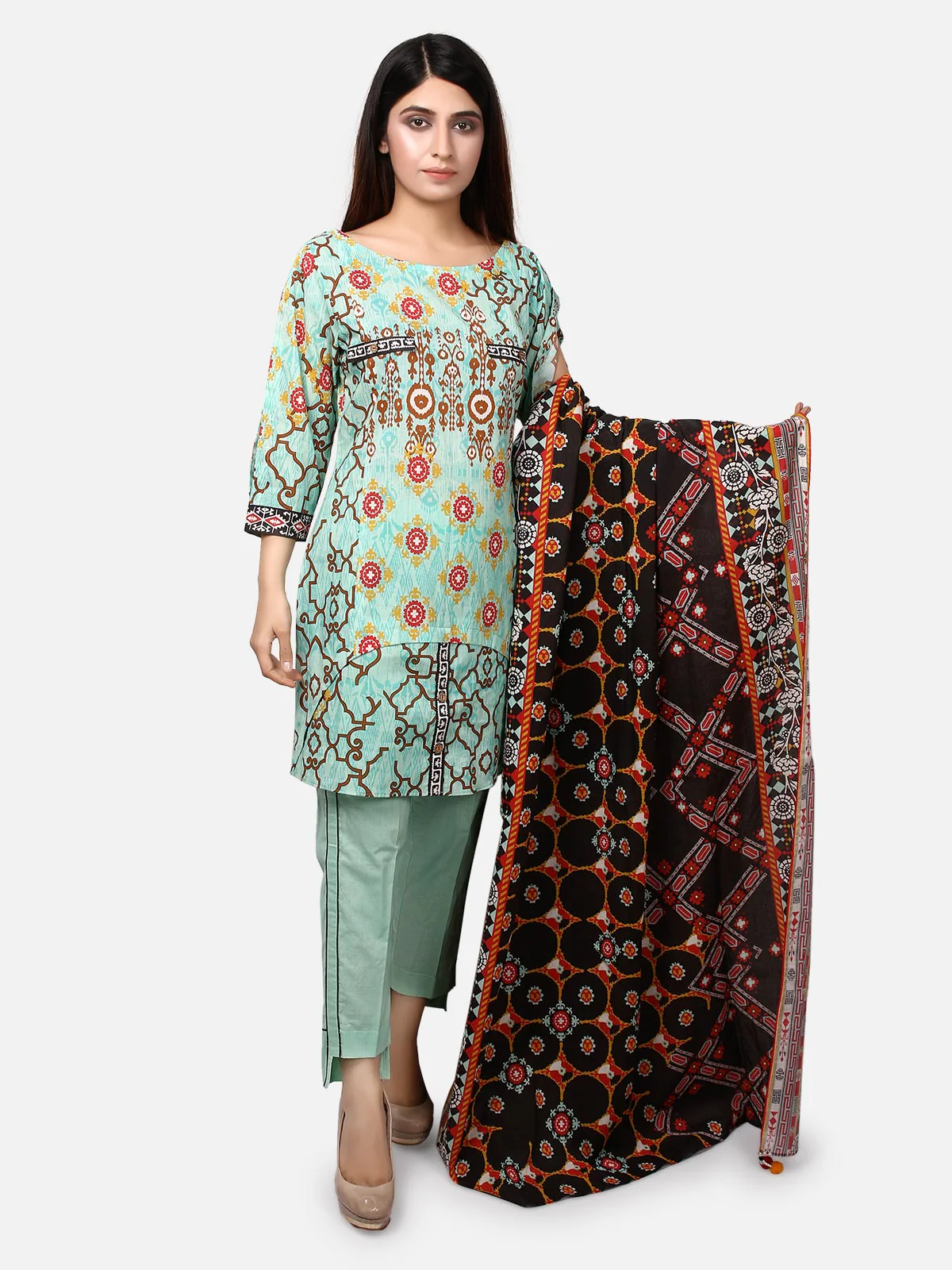 Printed Lawn Suit - ELU19A1-19645