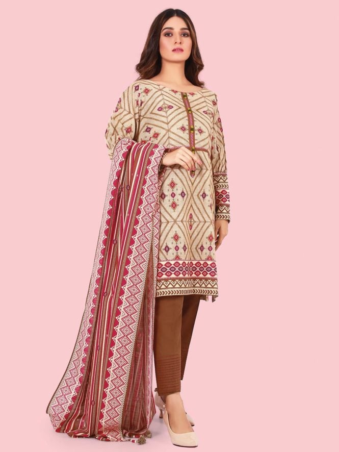 Printed Khaddar Suit - ELU19A10-19893