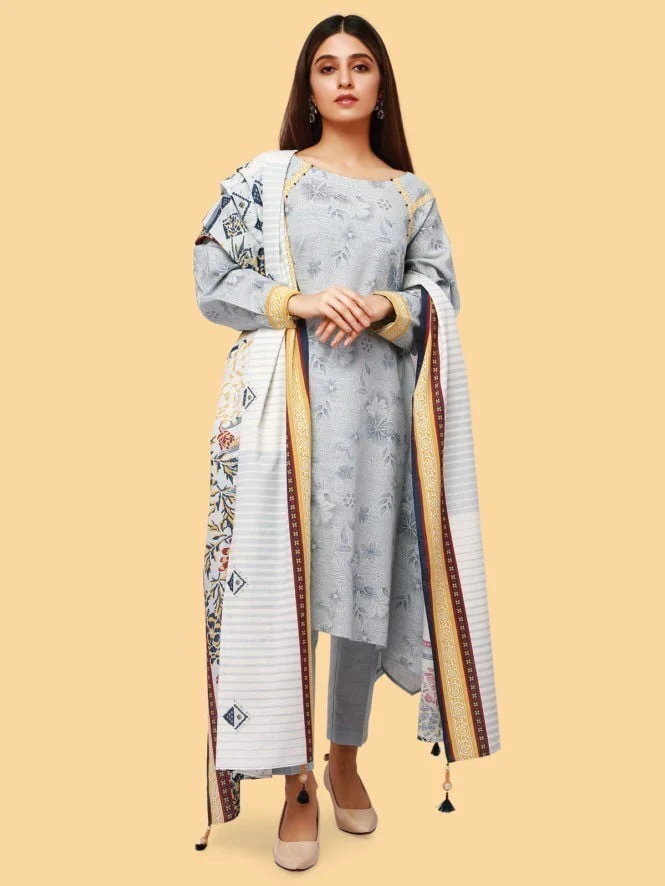 Printed Khaddar Shirt Dupatta - ELU19A10-19897