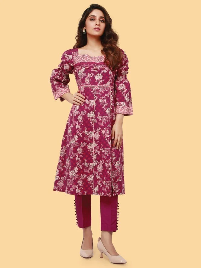Printed Khaddar Shirt Trouser - ELU19A10-19905