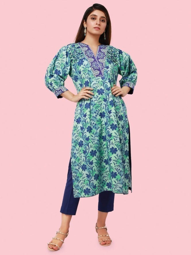 Printed Khaddar Shirt Trouser - ELU19A10-19906