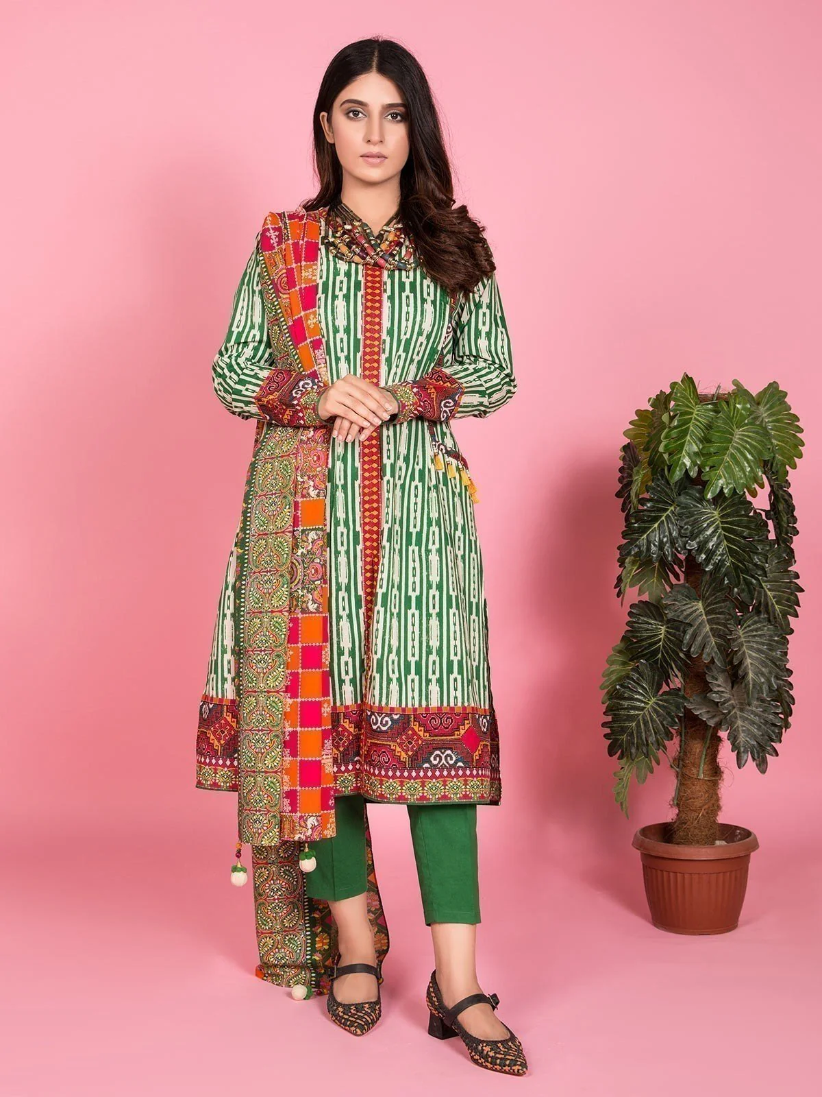 Printed Cambric Shirt Dupatta - ELU19A6-19774