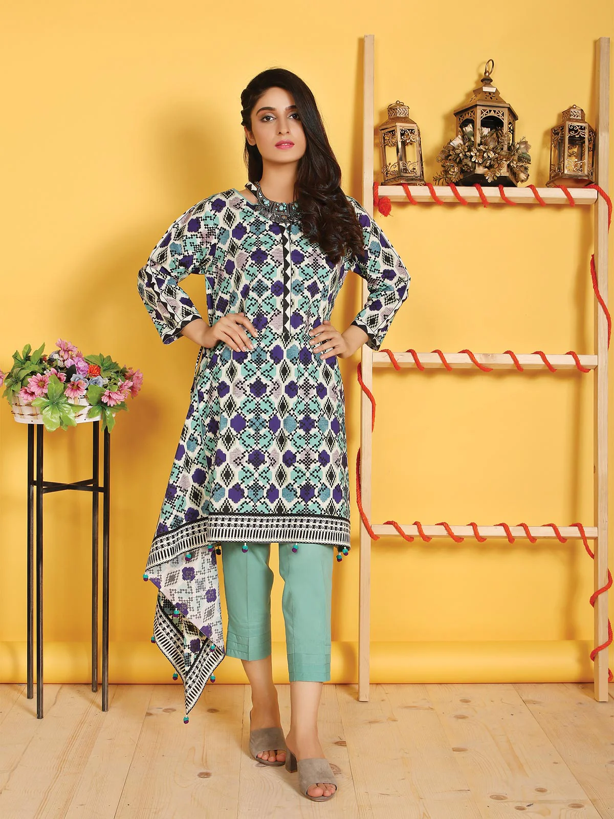 Printed Cambric Shirt Trouser - ELU19A6-19788