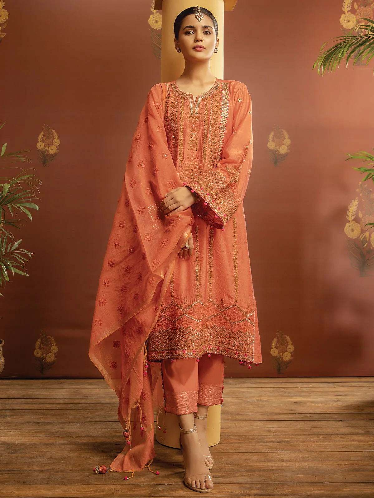 Embroidered Cotton Suit - ELU19C9-19947