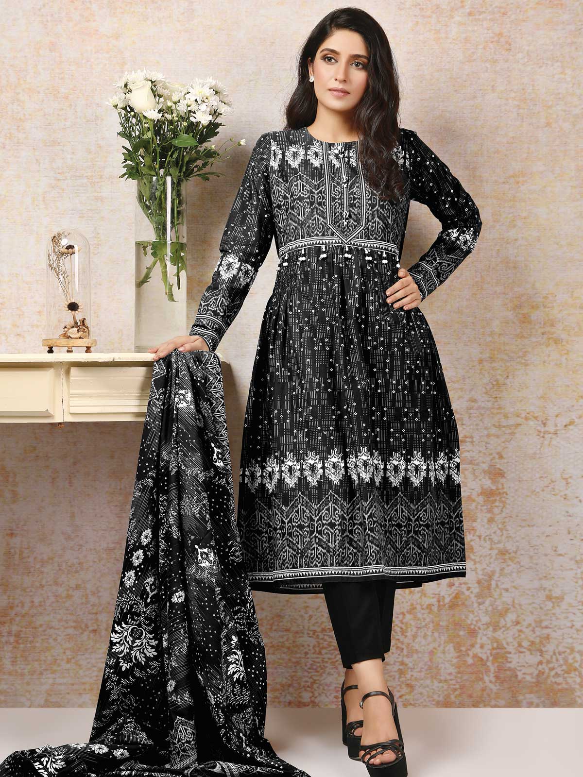 Printed Lawn Suit - ELU19M7-19763