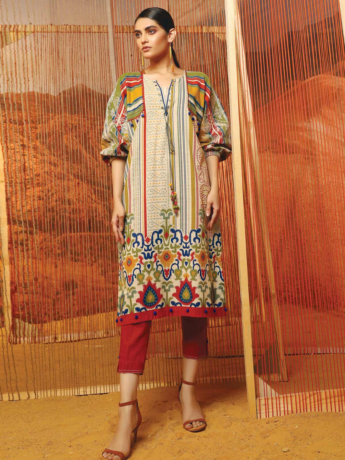 Embroidered Khaddar Shirt Trouser - ELU19W8-19854