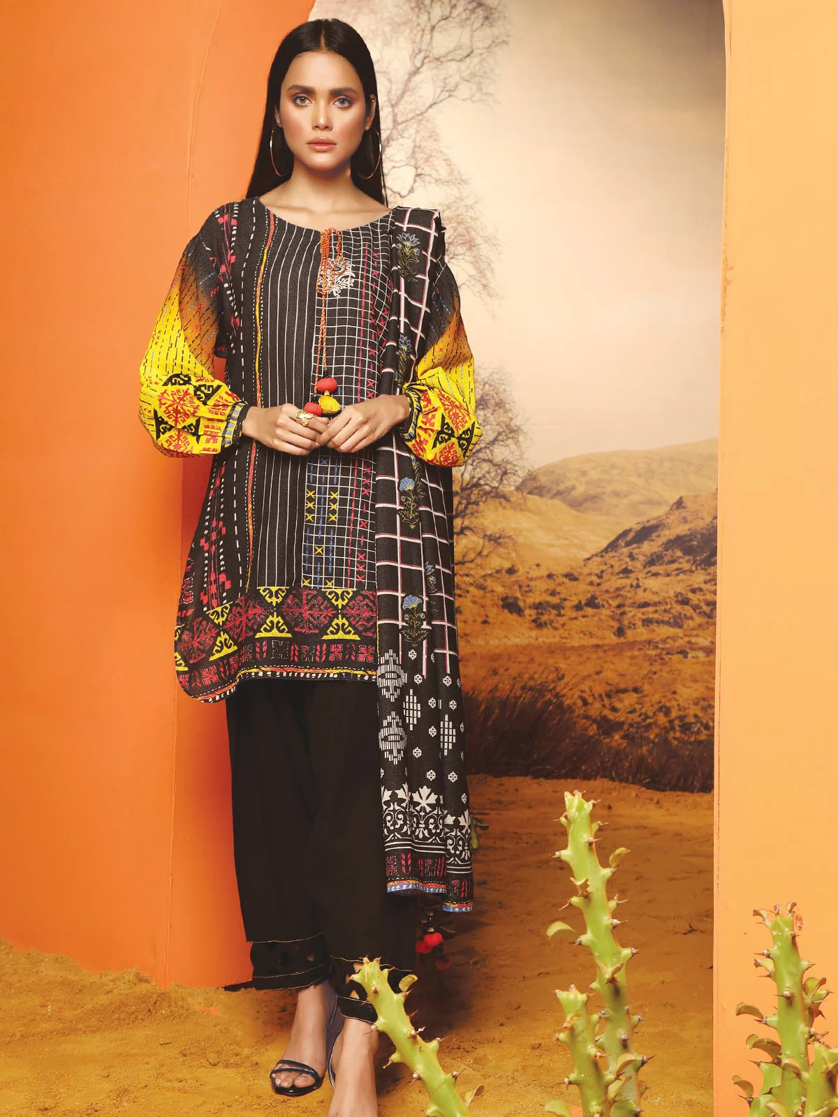 Embroidered Karandi Suit - ELU19W8-19863