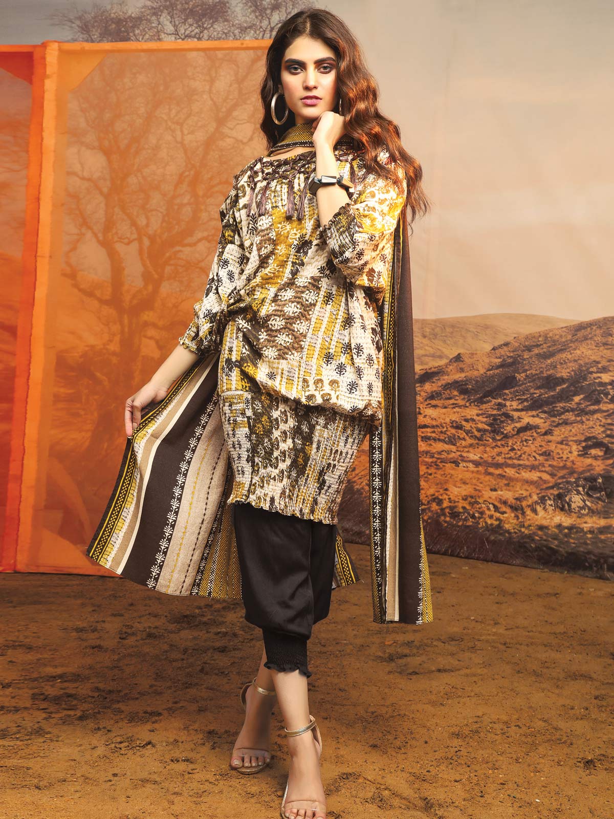 Embroidered Viscose Suit - ELU19W8-19866