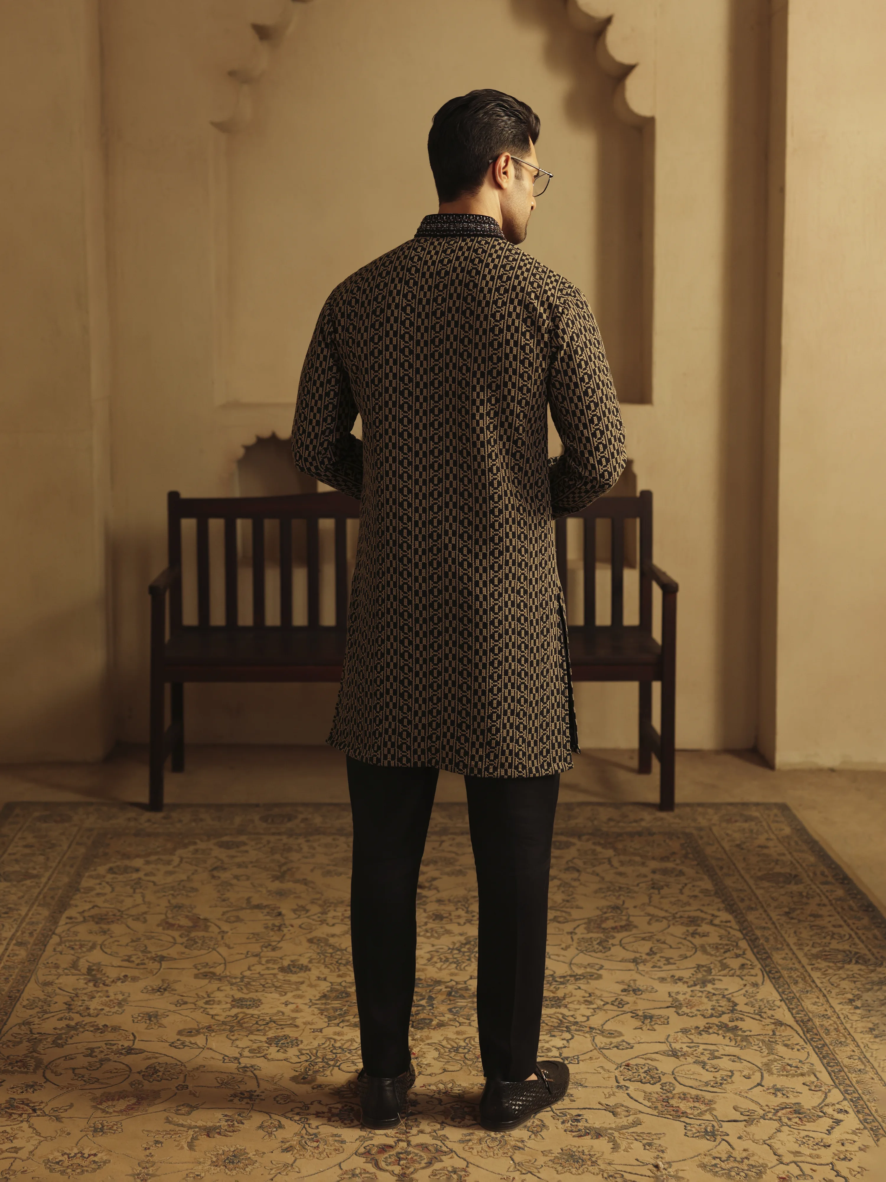 Embroidered Schiffli Kurta Pajama - ECMTKP5-007 - Image 6
