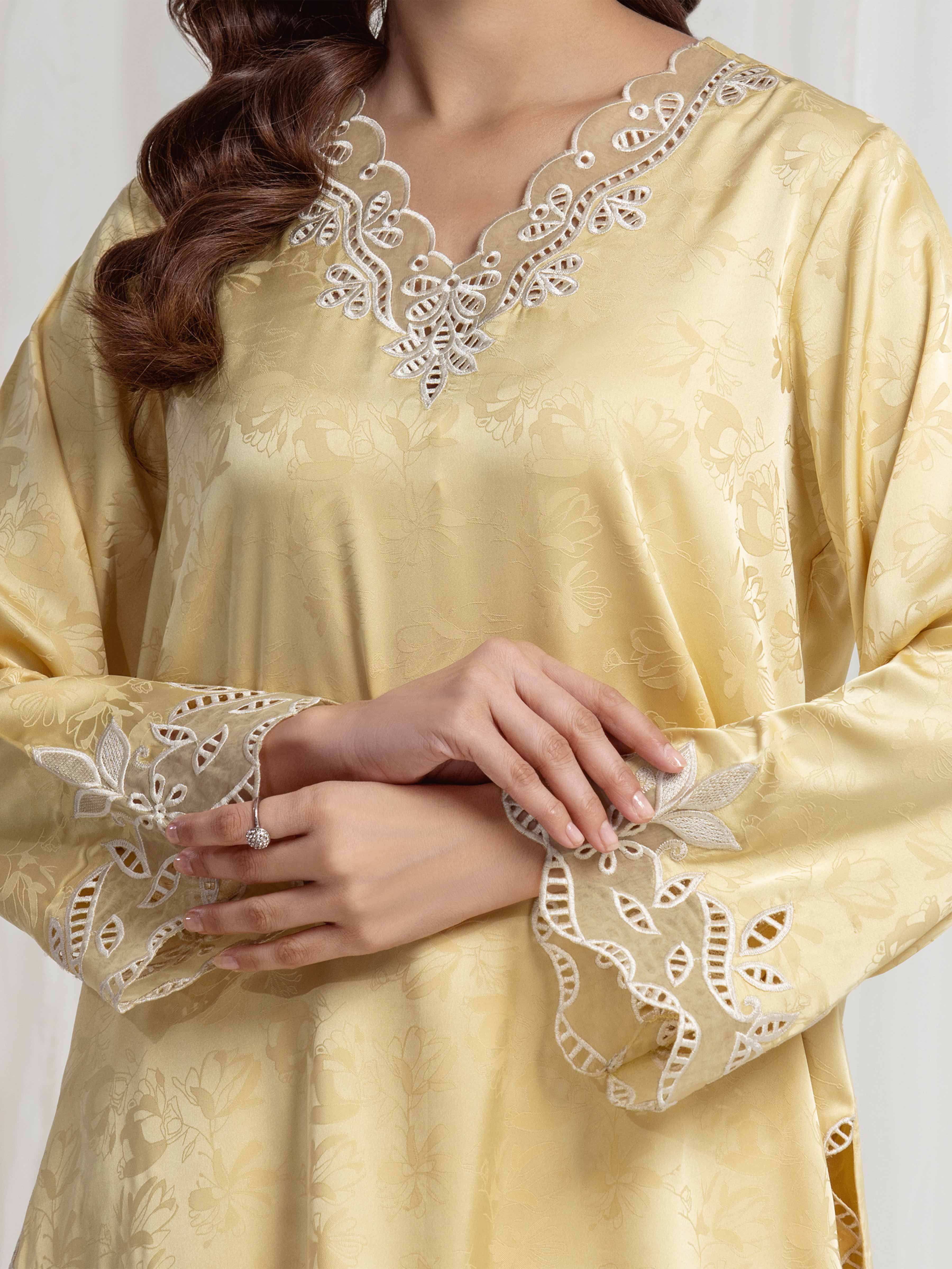 Embroidered Satin Silk Co-Ord Set - EWTKED6-86158ST - Image 3