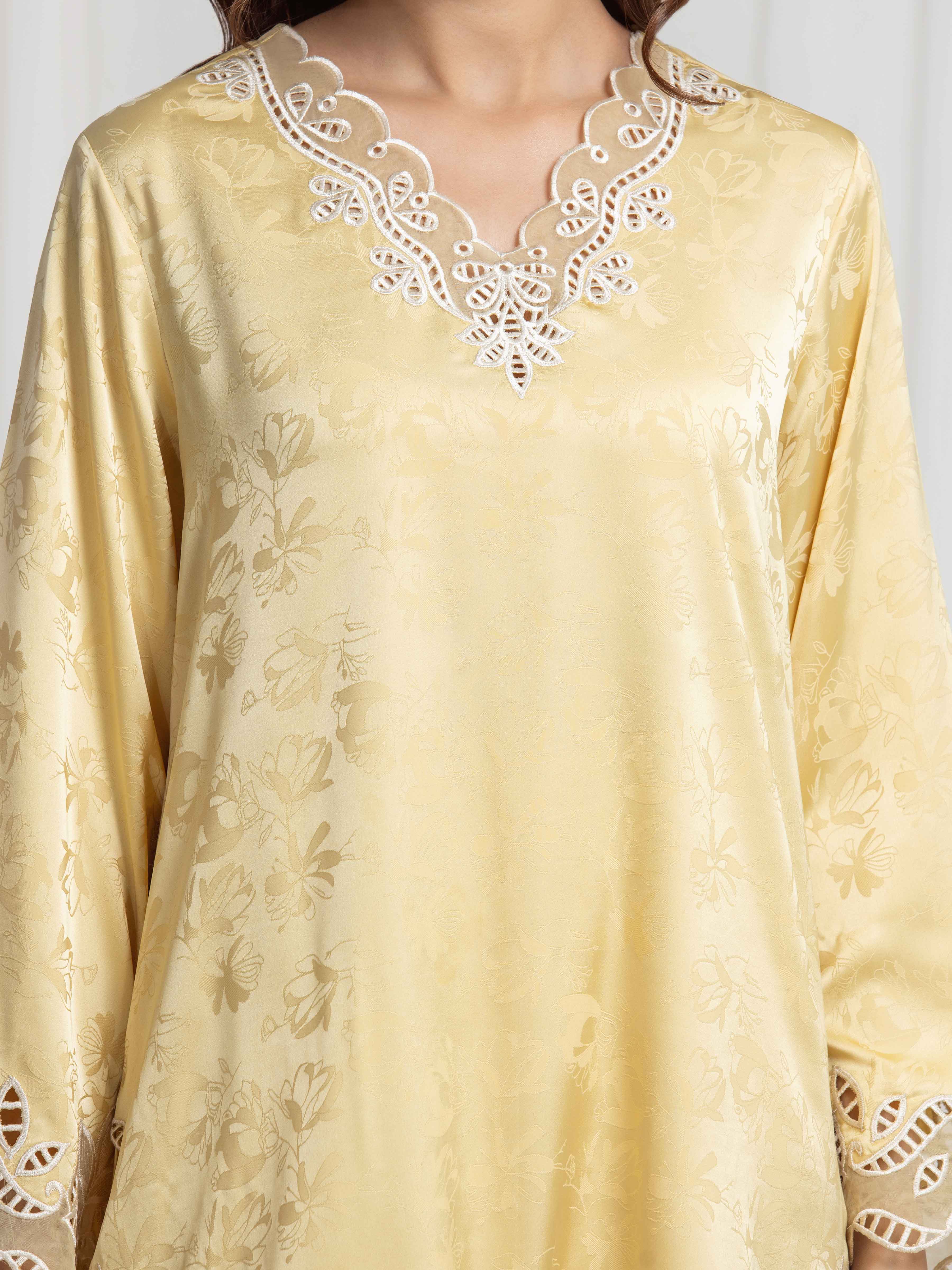 Embroidered Satin Silk Co-Ord Set - EWTKED6-86158ST - Image 4