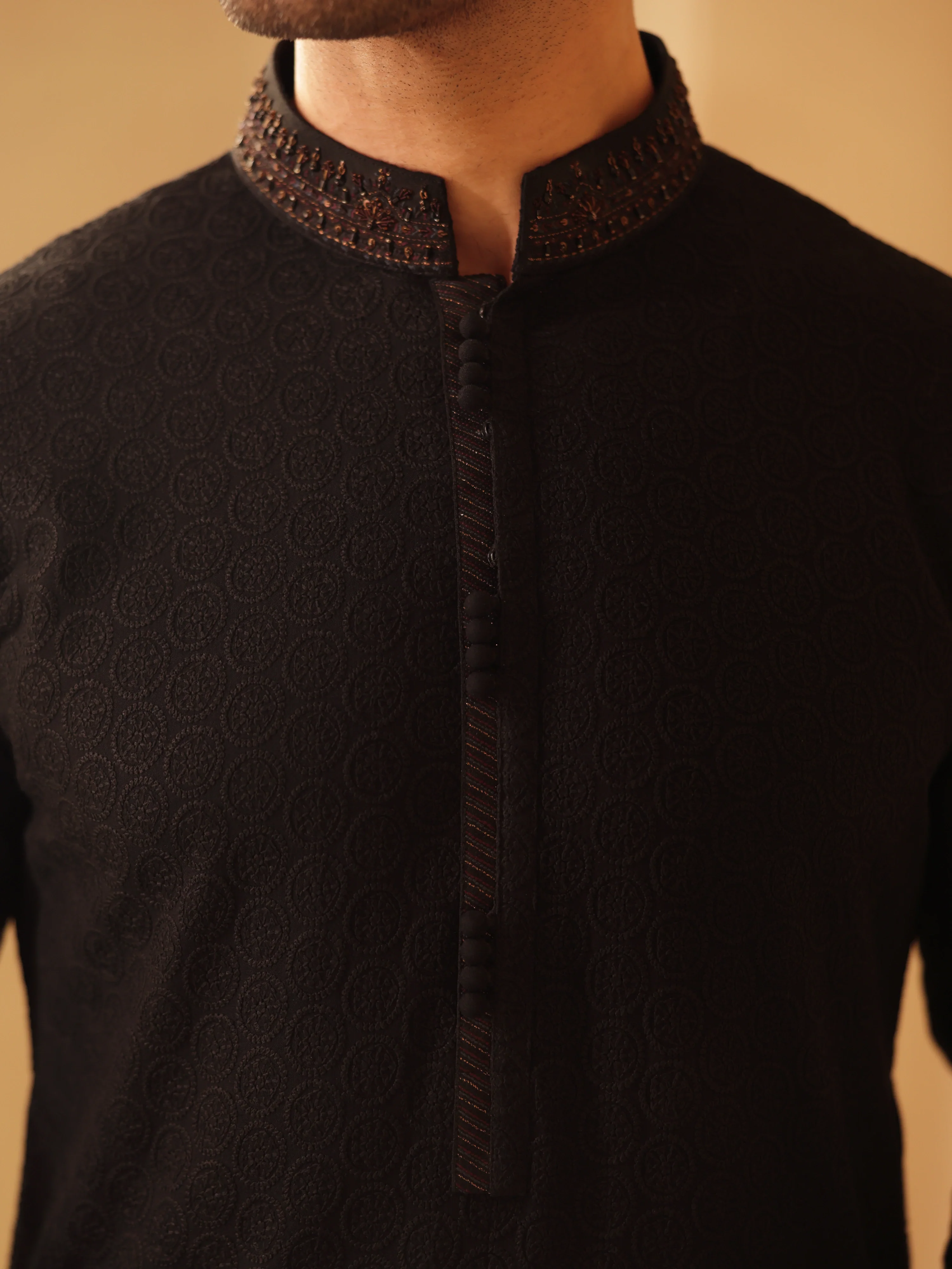 Embroidered Schiffli Kurta Pajama - ECMTKP5-002 - Image 3