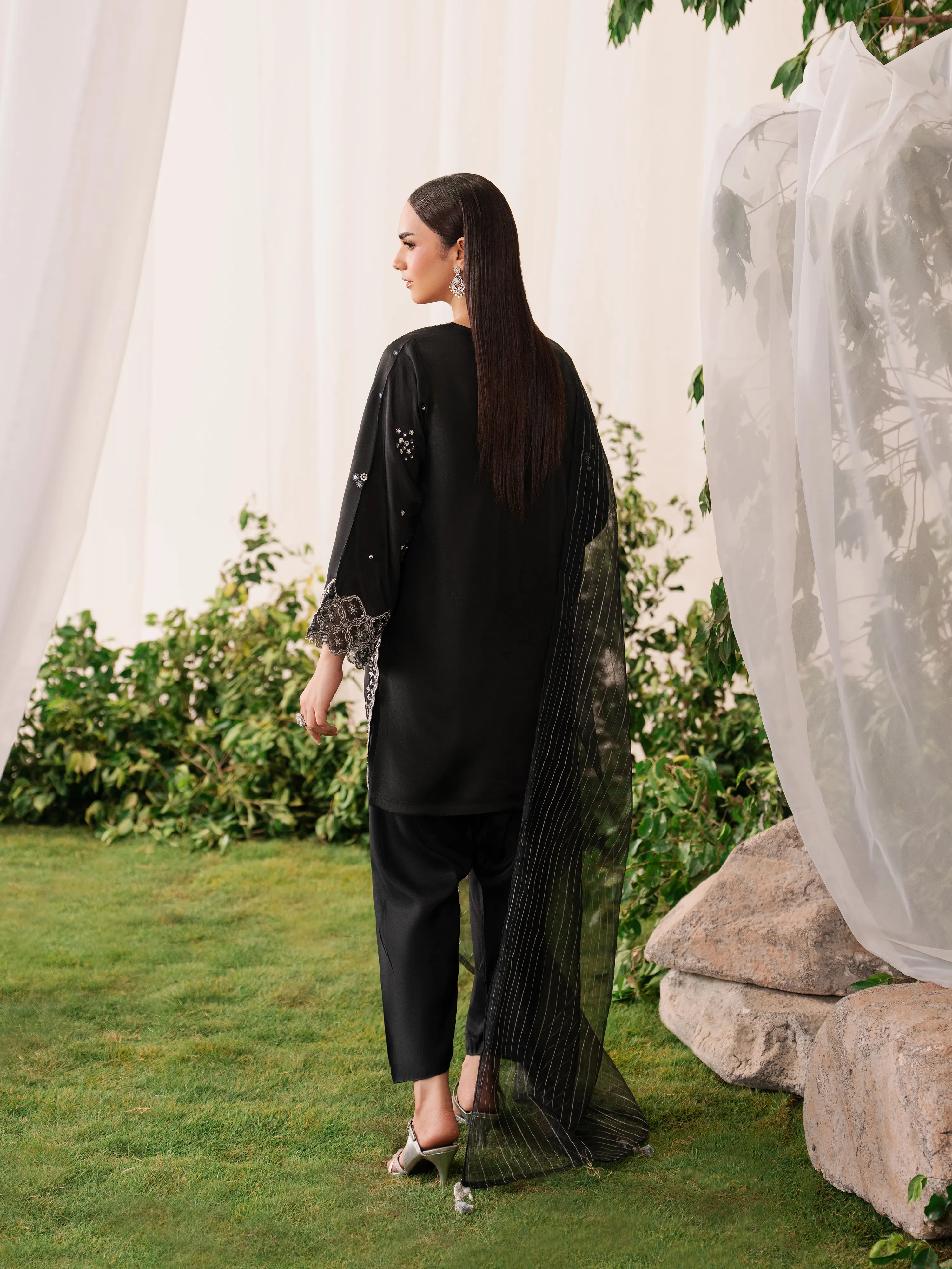 Embroidered Silk Suit - EWTPLED6-00066-3P - Image 6