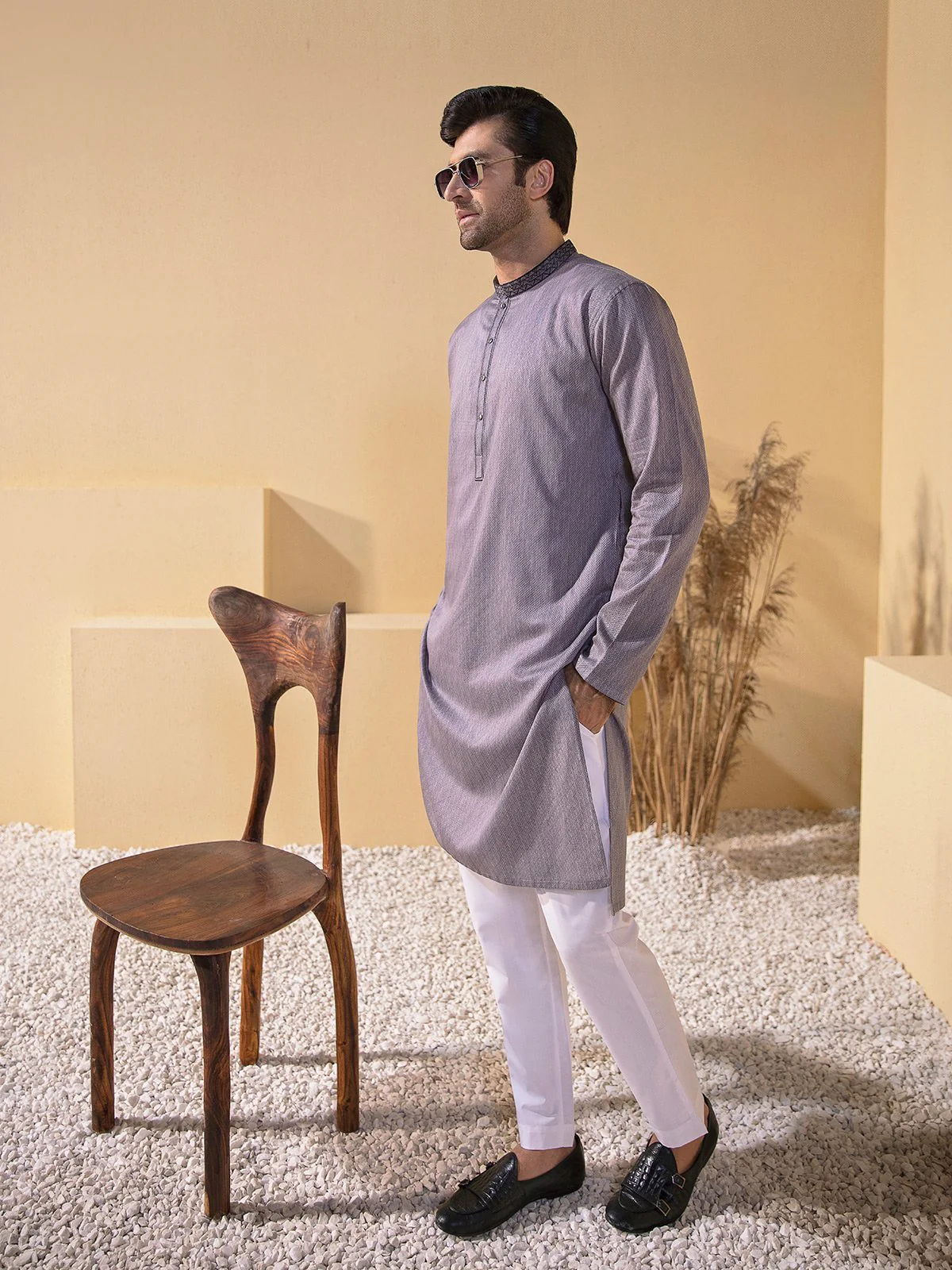 Embroidered Cotton Kurta - EMTK21S-99089 - Image 5
