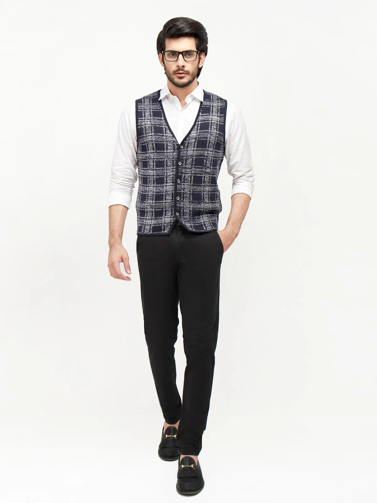 Check Sleeveless Cardigan - EMTSWT20-024 - Image 2