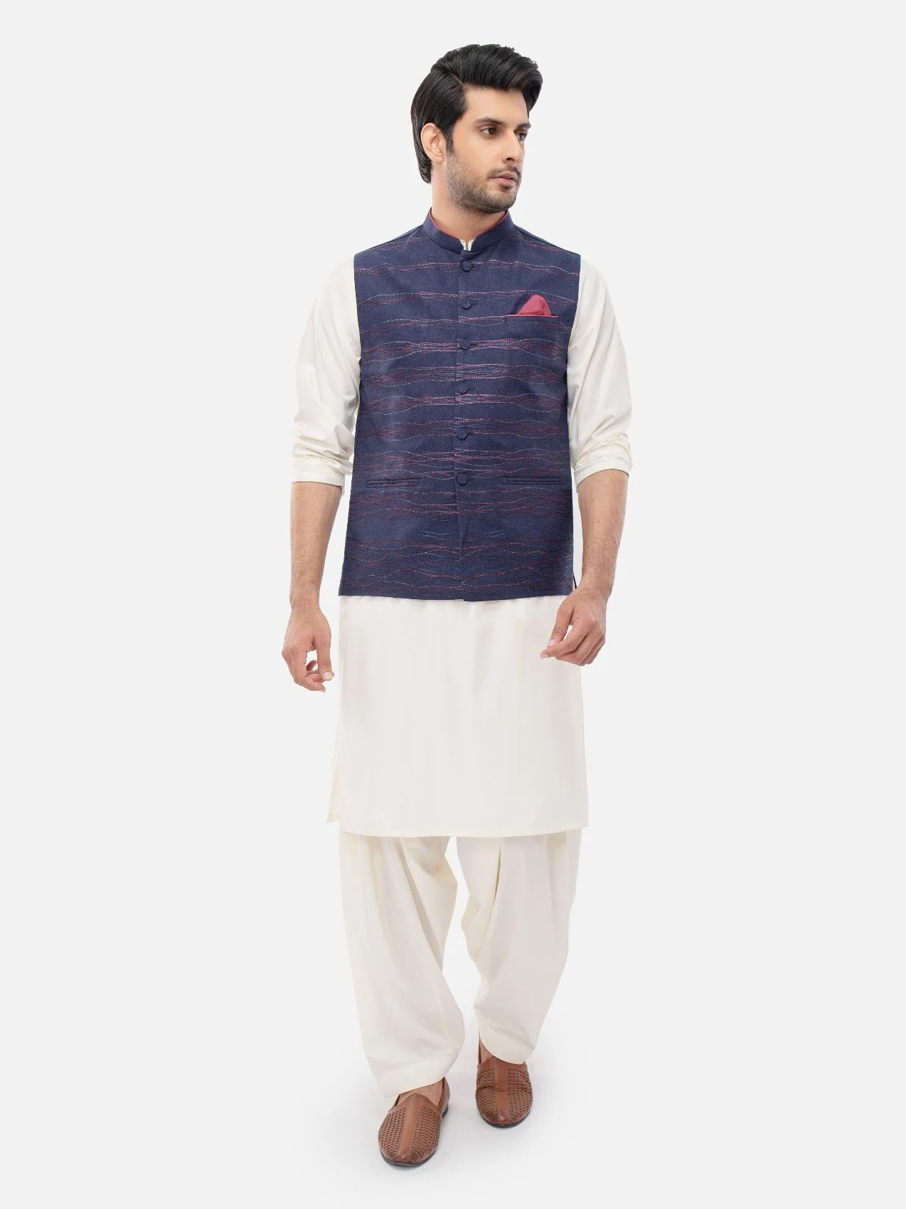 Embroidered Linen Waistcoat - EMTWC21-35767