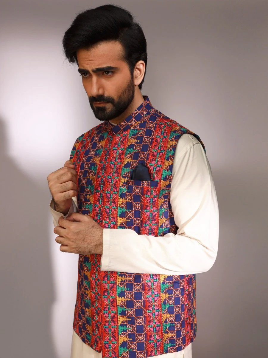 Embroidered Cotton Waistcoat - EMTWCC20-060