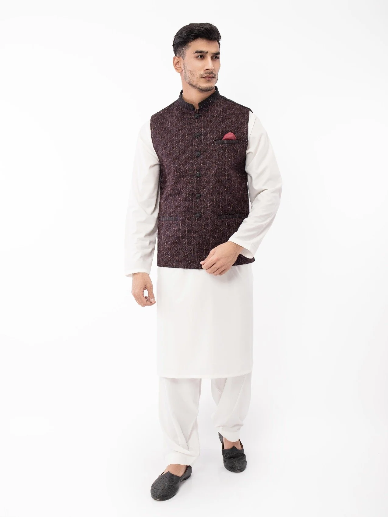Embroidered Linen Waistcoat - EMTWCC21-078