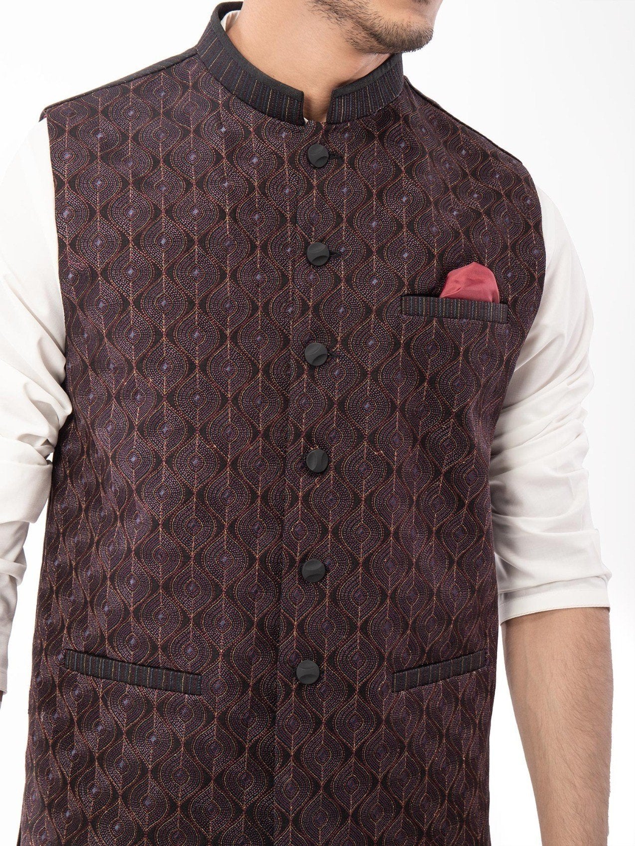 Embroidered Linen Waistcoat - EMTWCC21-078 - Image 4