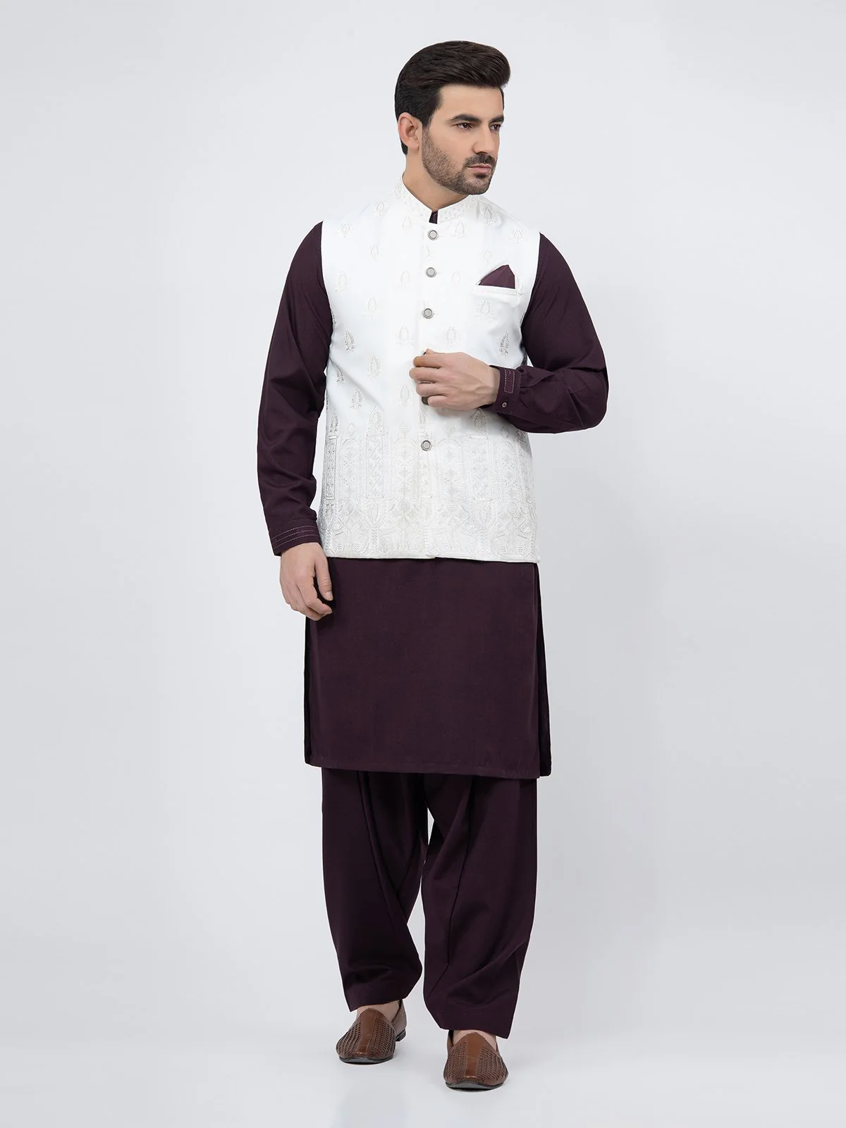 Embroidered Blended Waistcoat - EMTWCC21-083