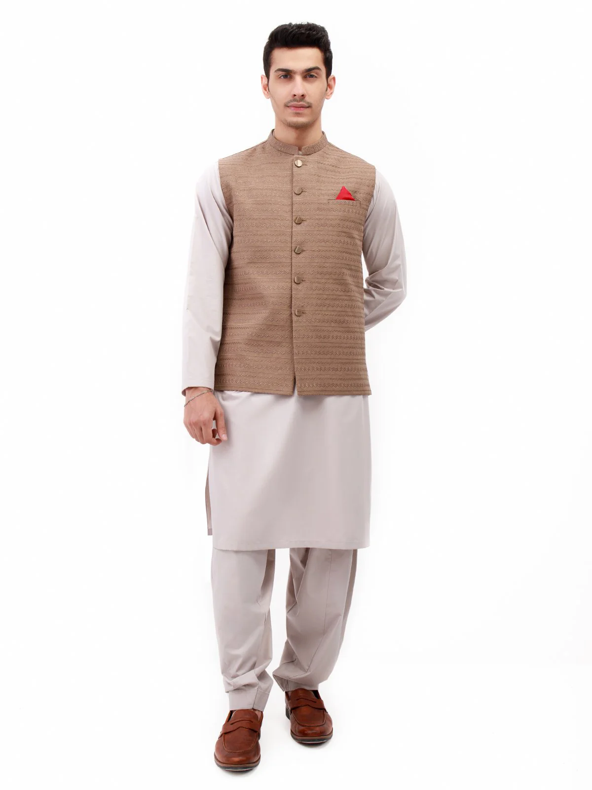 Embroidered Linen Waistcoat - EMTWCC21-097